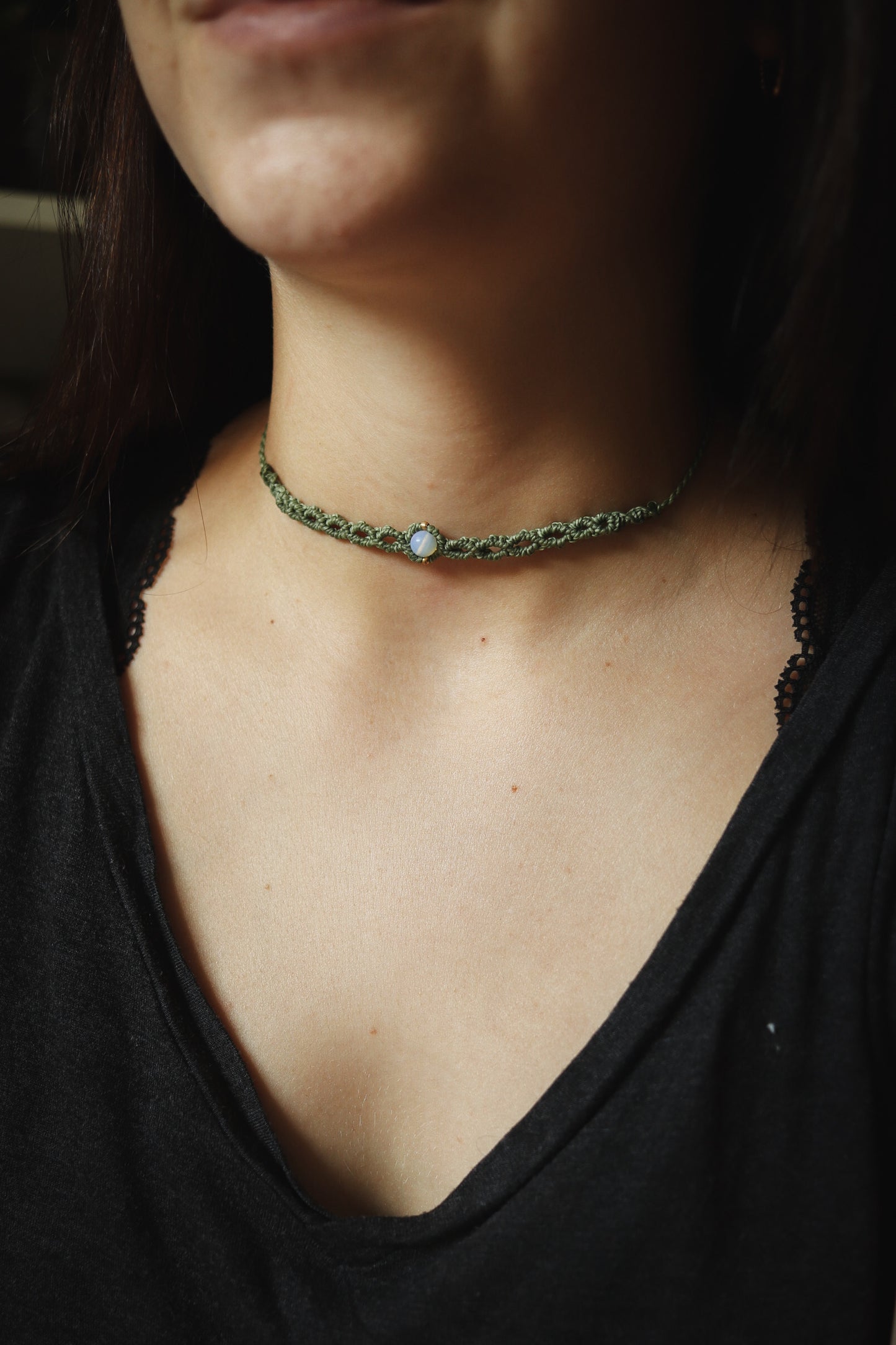 einfache Opalit Choker Halskette