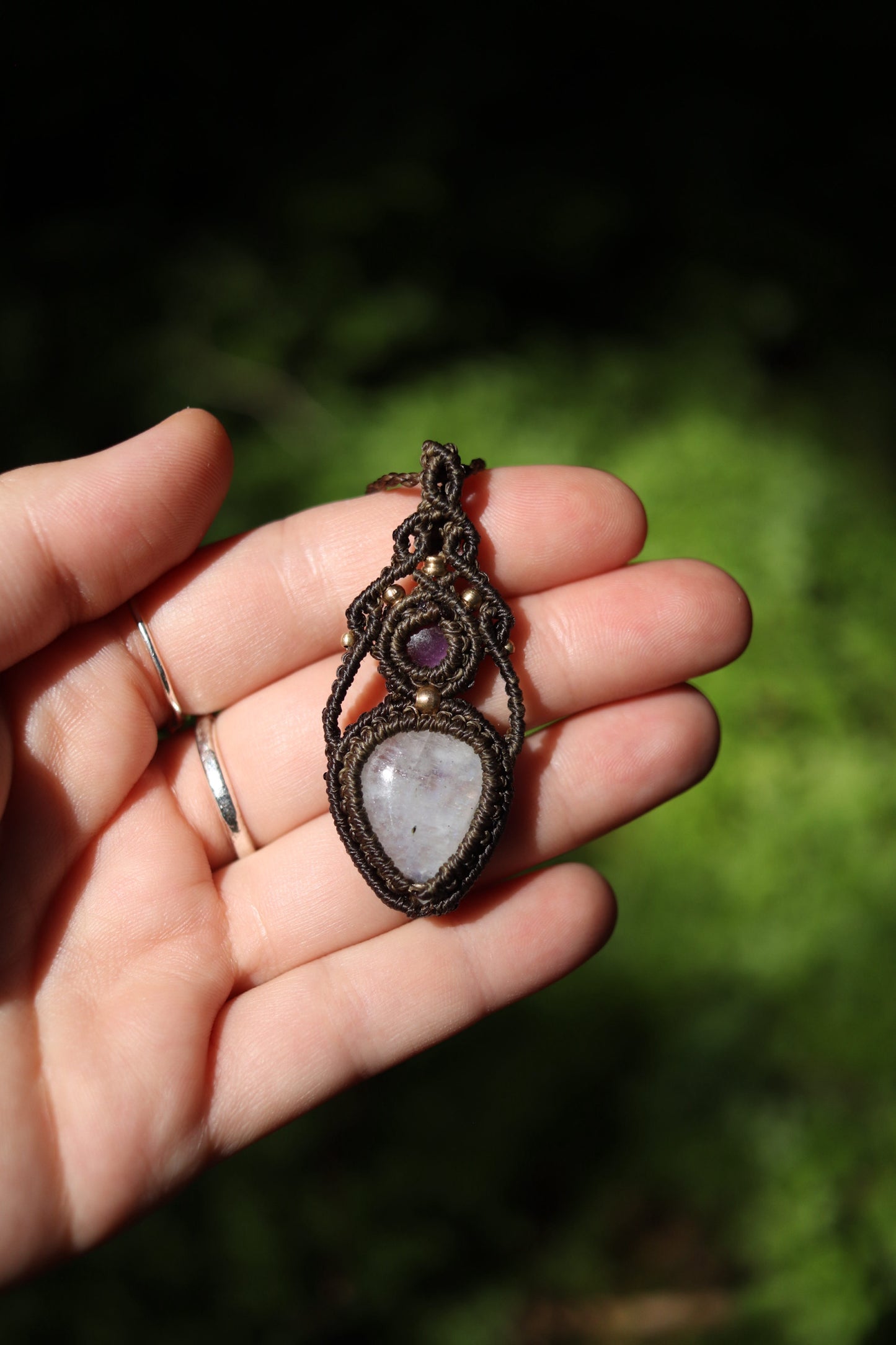 Amethyst & Regenbogen Mondstein Halskette