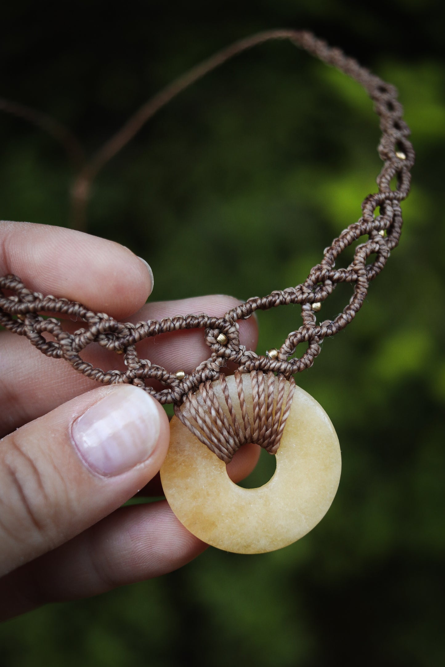 Orangencalcit Donut Choker Halskette