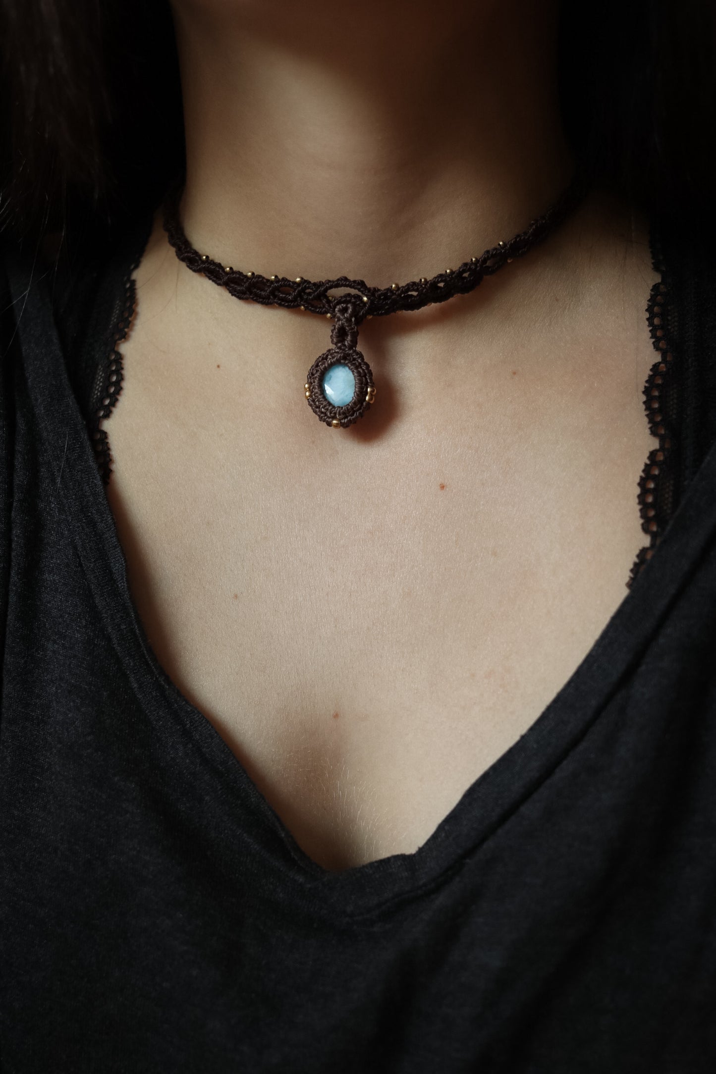 Larimar Choker Halskette