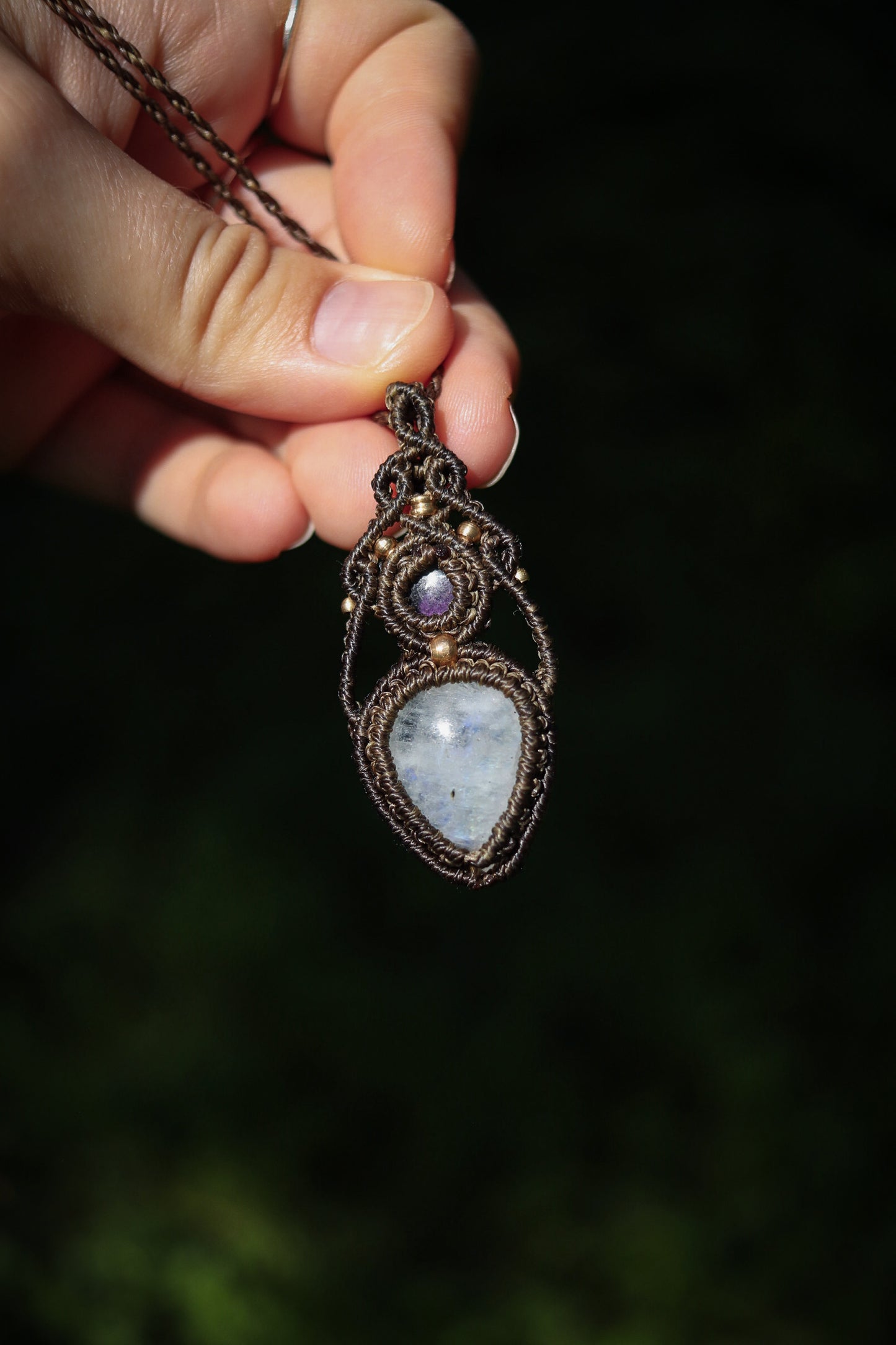 Amethyst & Regenbogen Mondstein Halskette