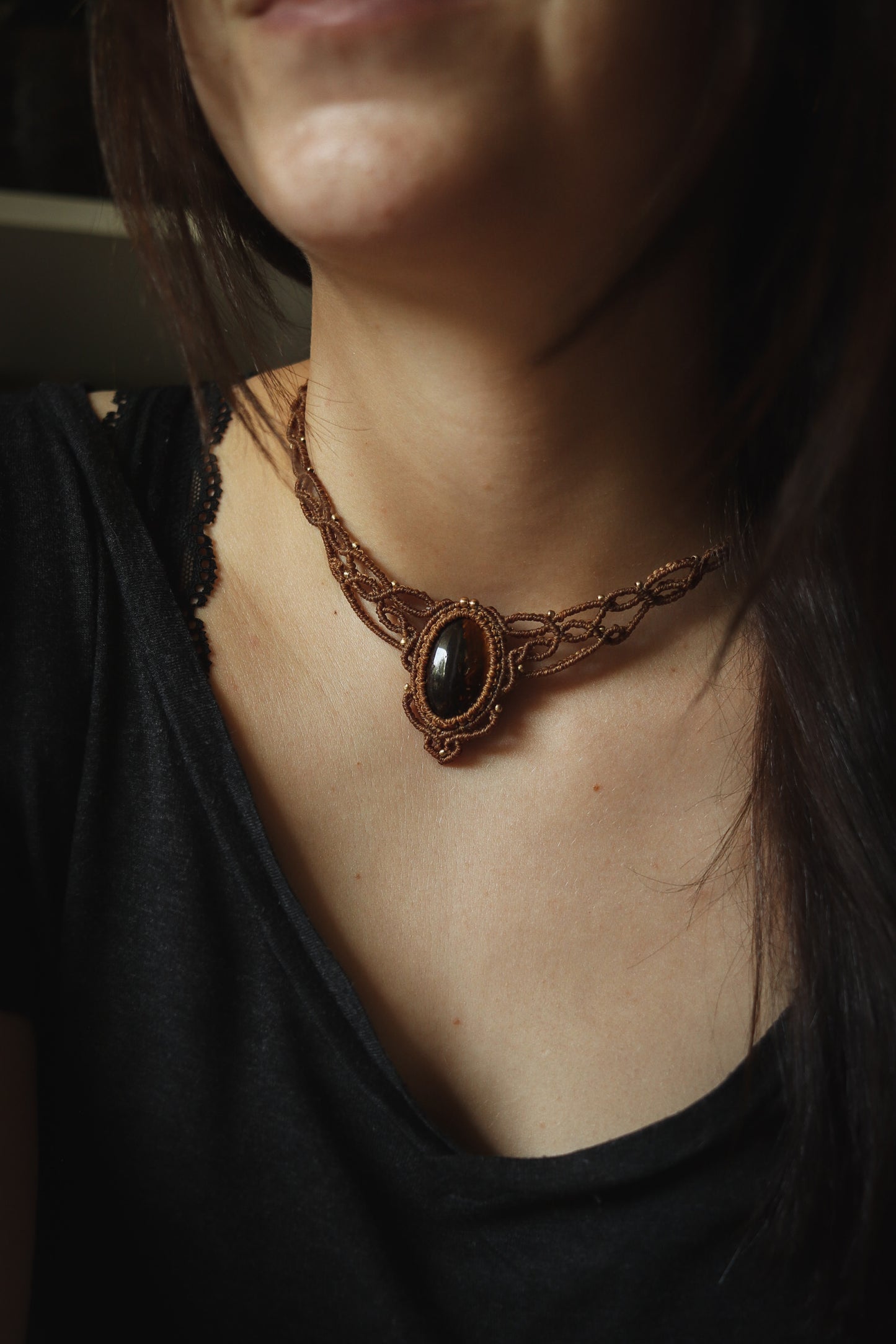 elegante Tigerauge Choker Halskette