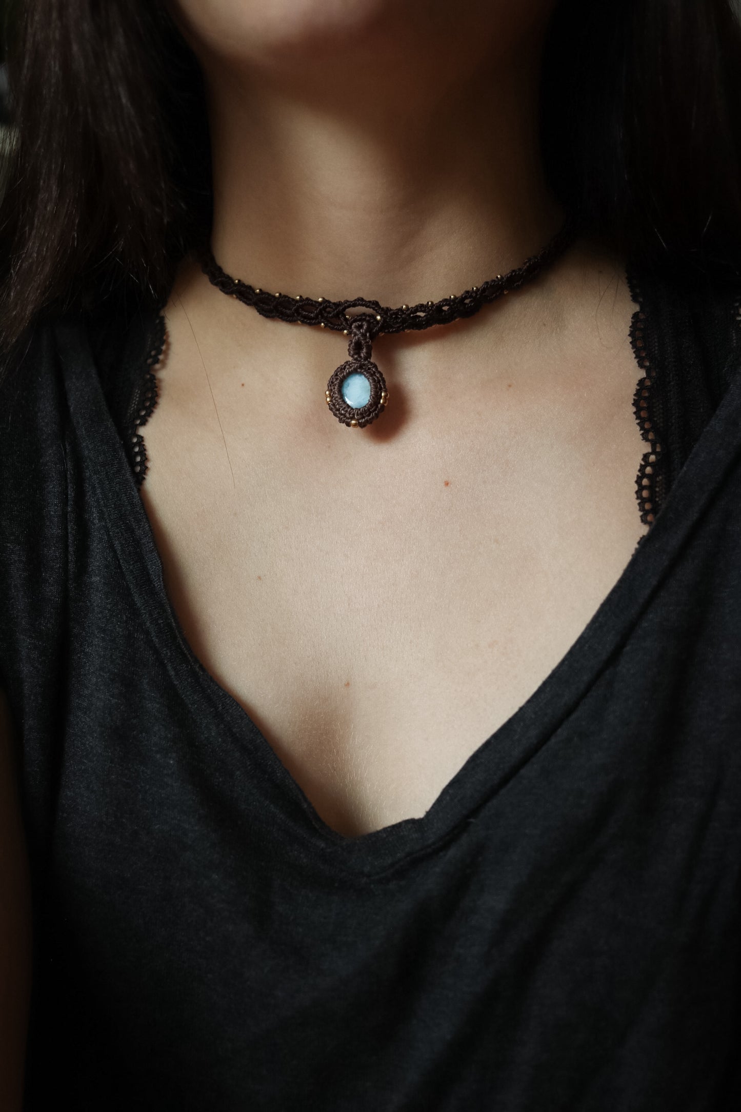 Larimar Choker Halskette