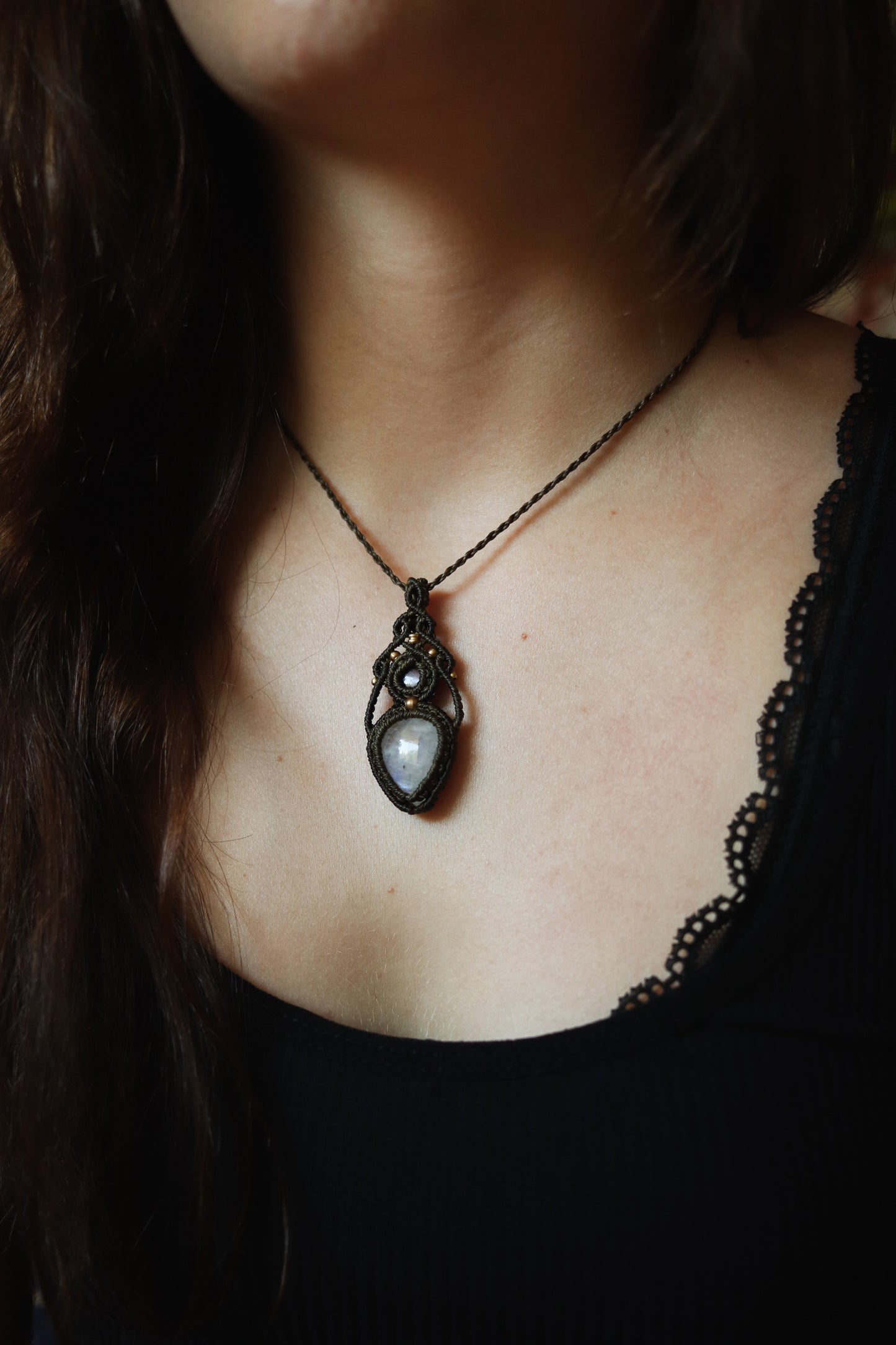 Amethyst & Regenbogen Mondstein Halskette