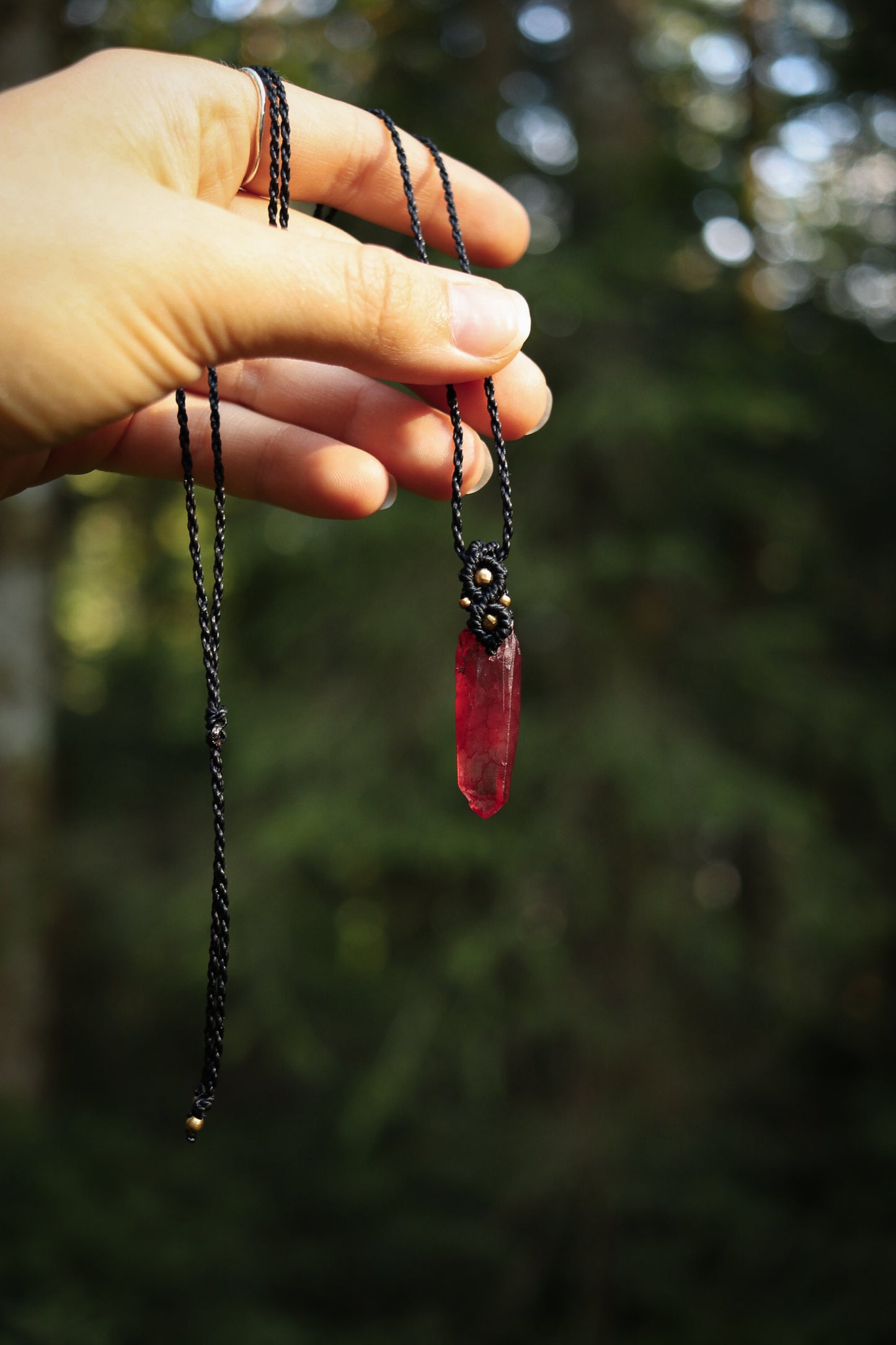Roter Aura Quartz Halskette