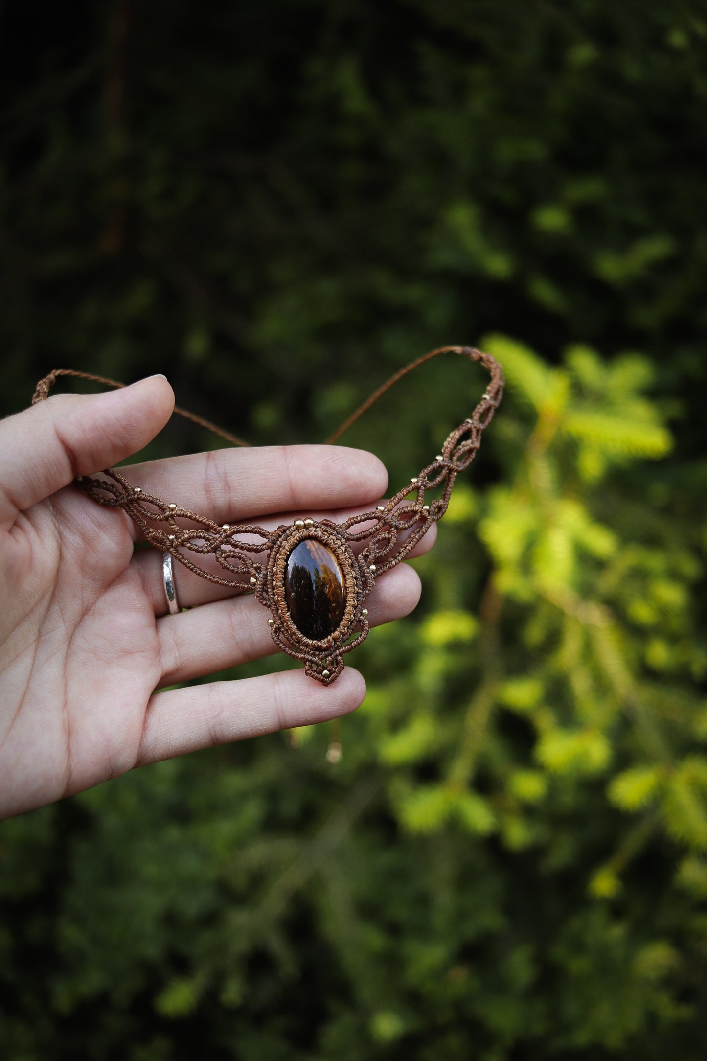 elegante Tigerauge Choker Halskette