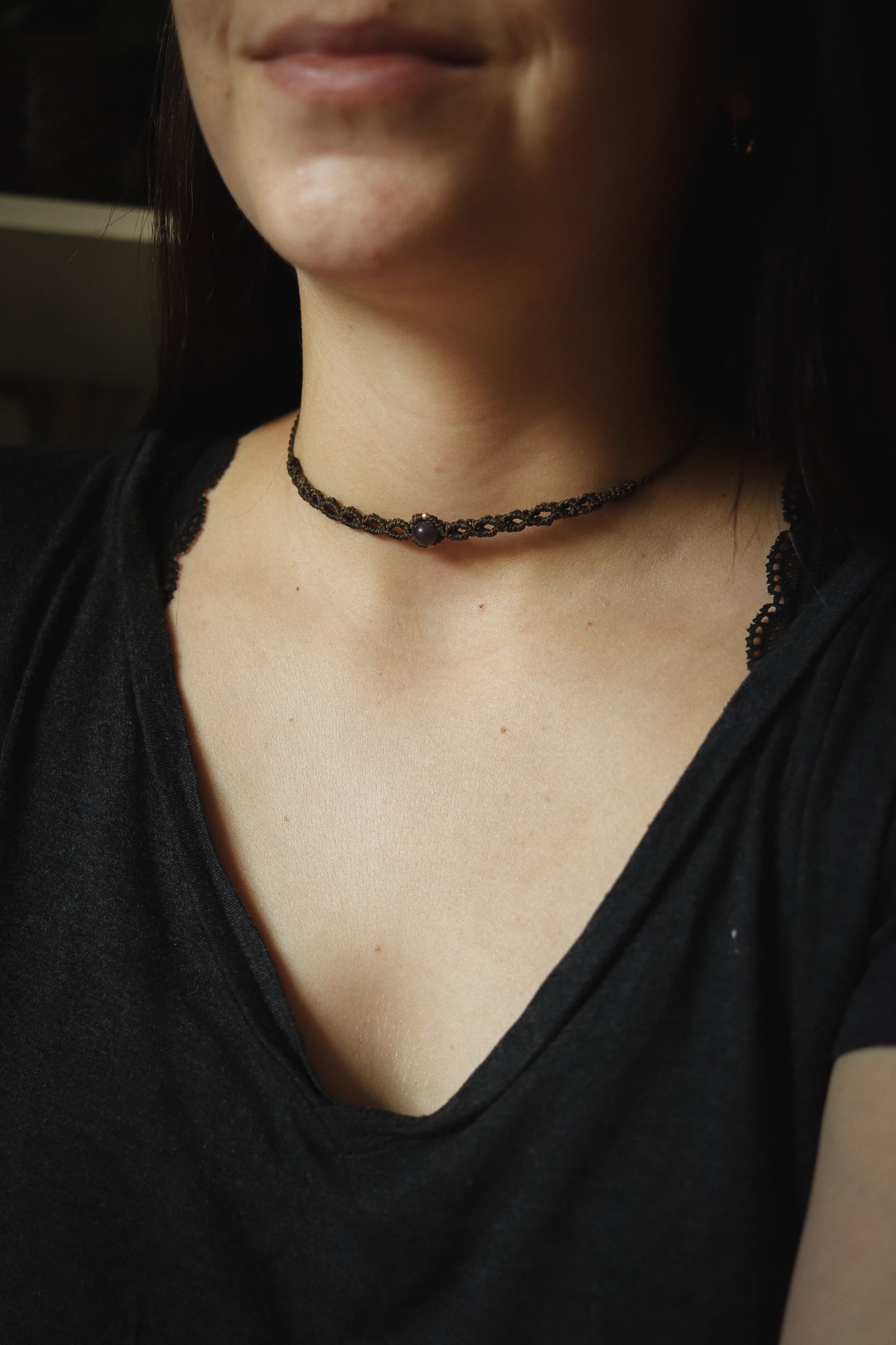 einfache Amethyst Choker Halskette
