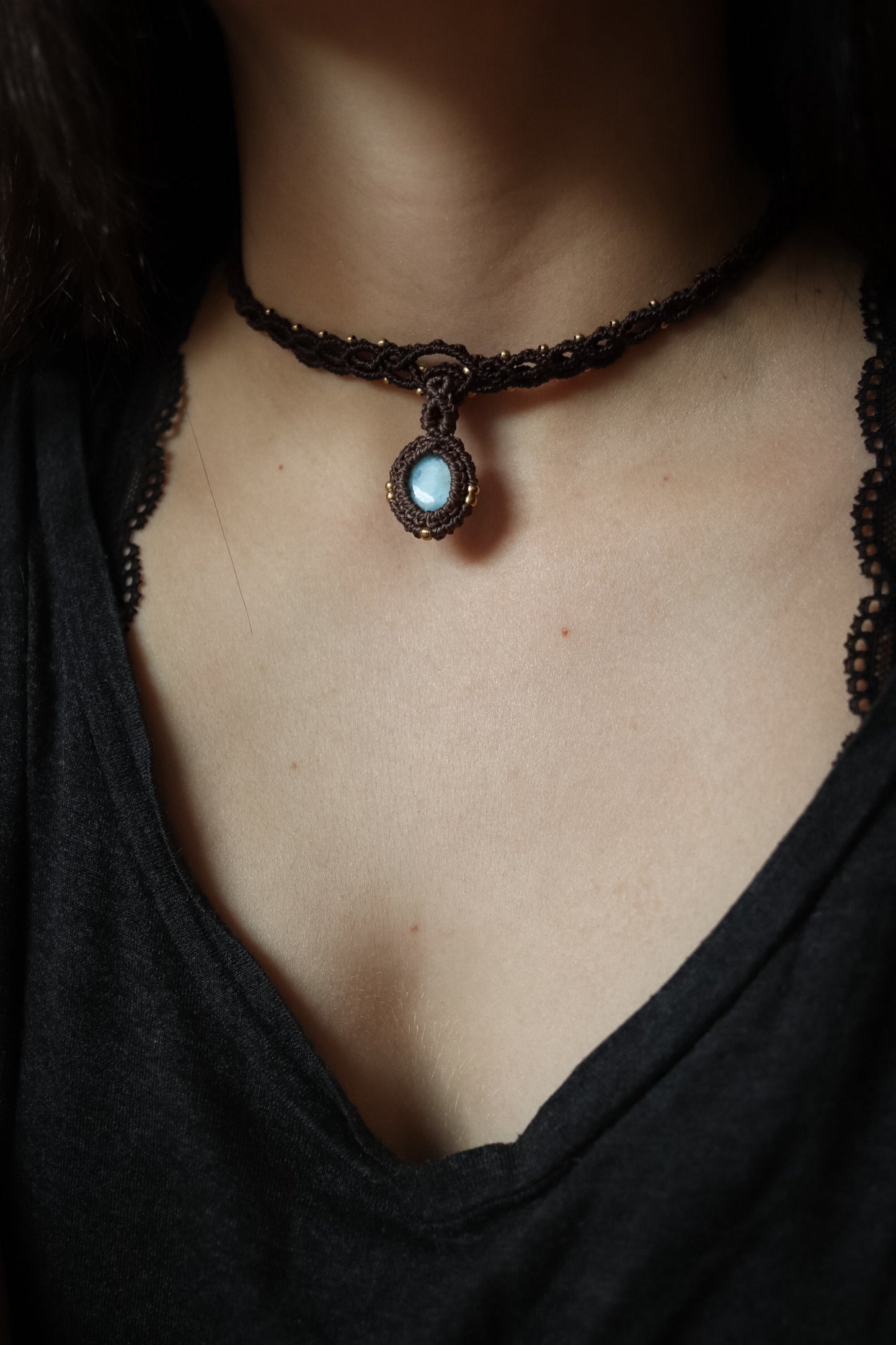 Larimar Choker Halskette