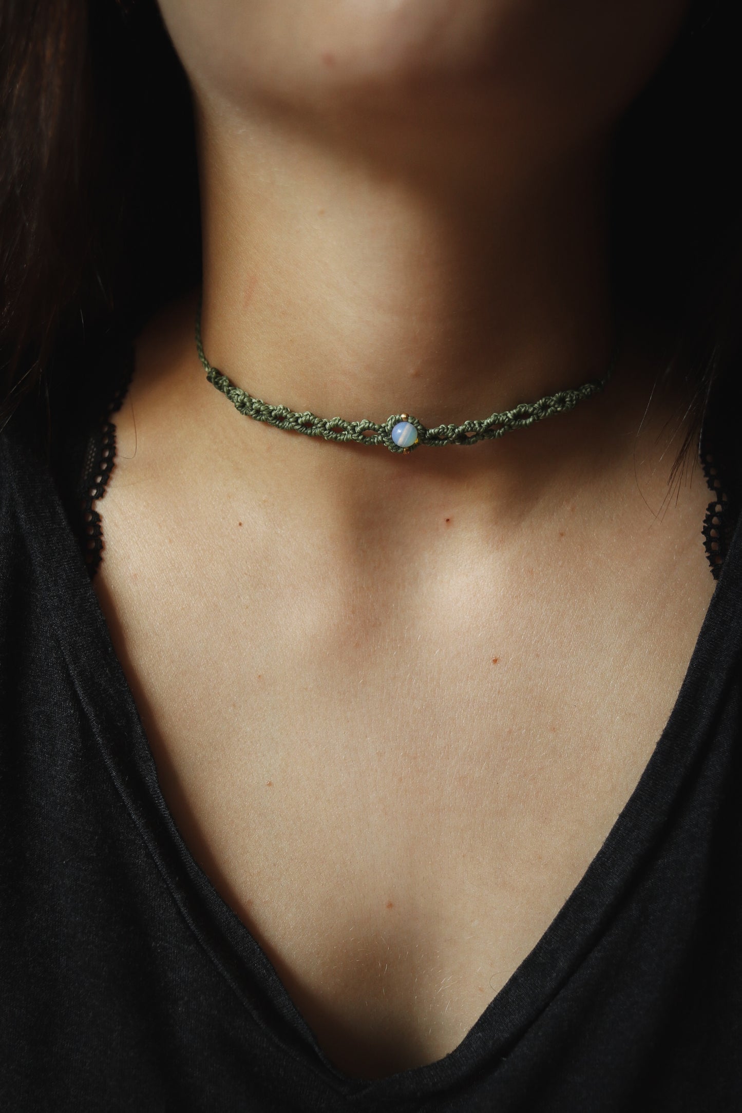 einfache Opalit Choker Halskette