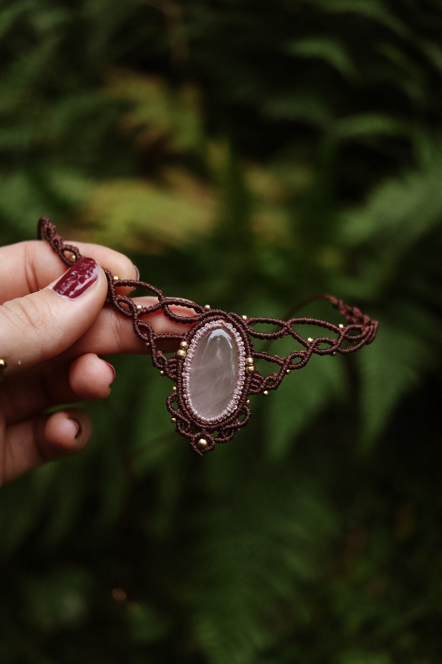 Rosenquarz Choker Halskette