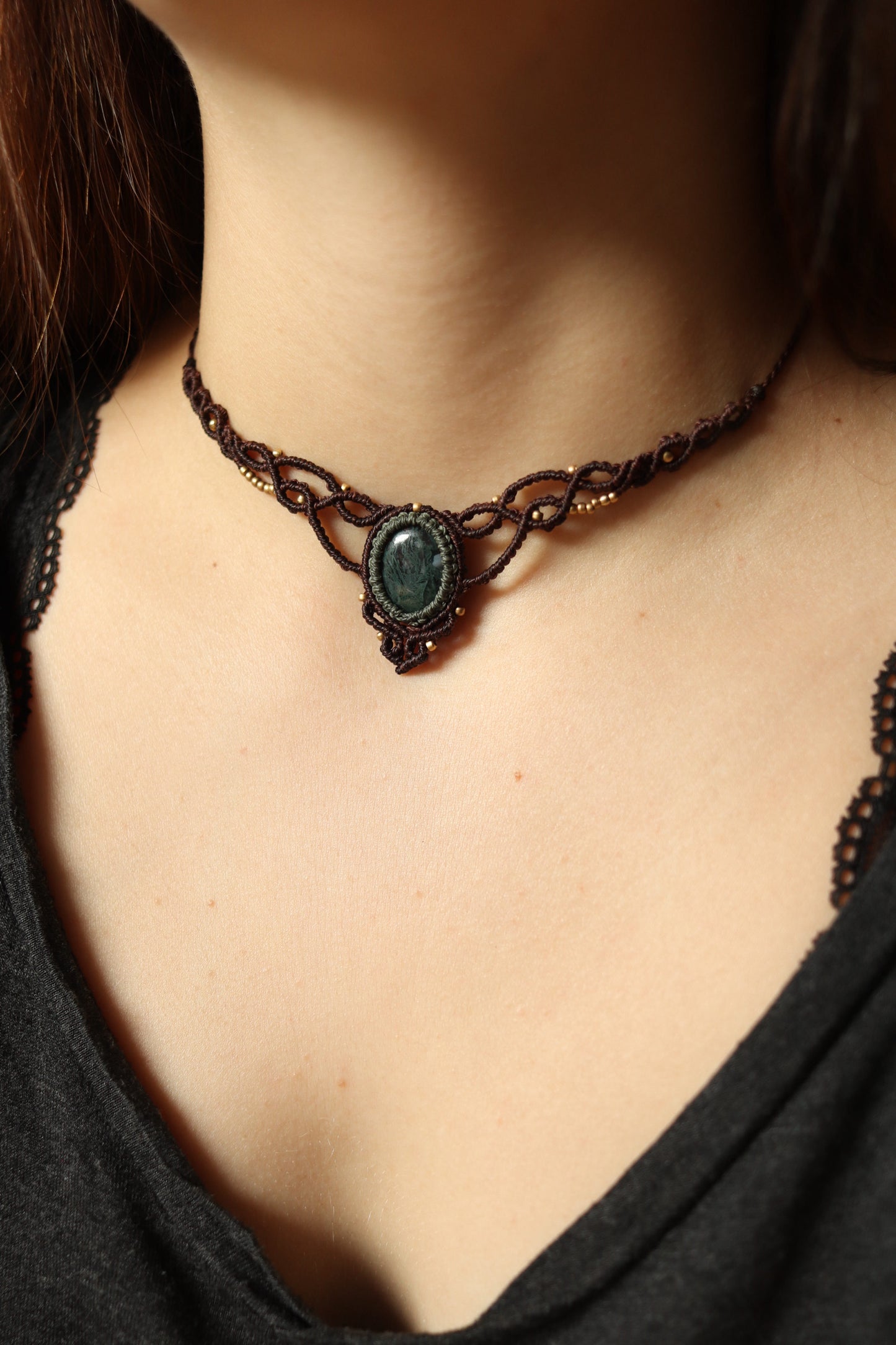 Moosachat Choker Halskette
