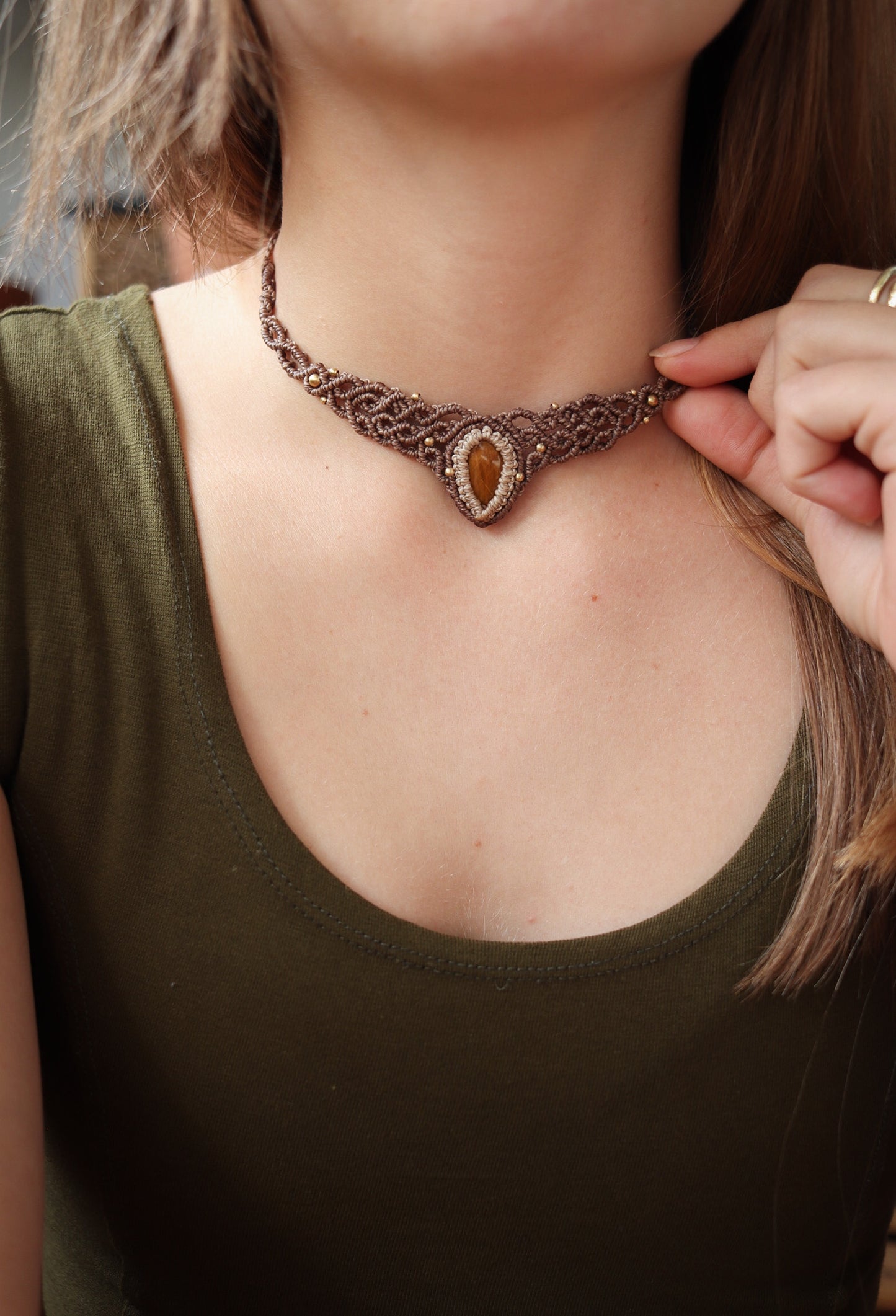 Tigerauge Choker Halskette