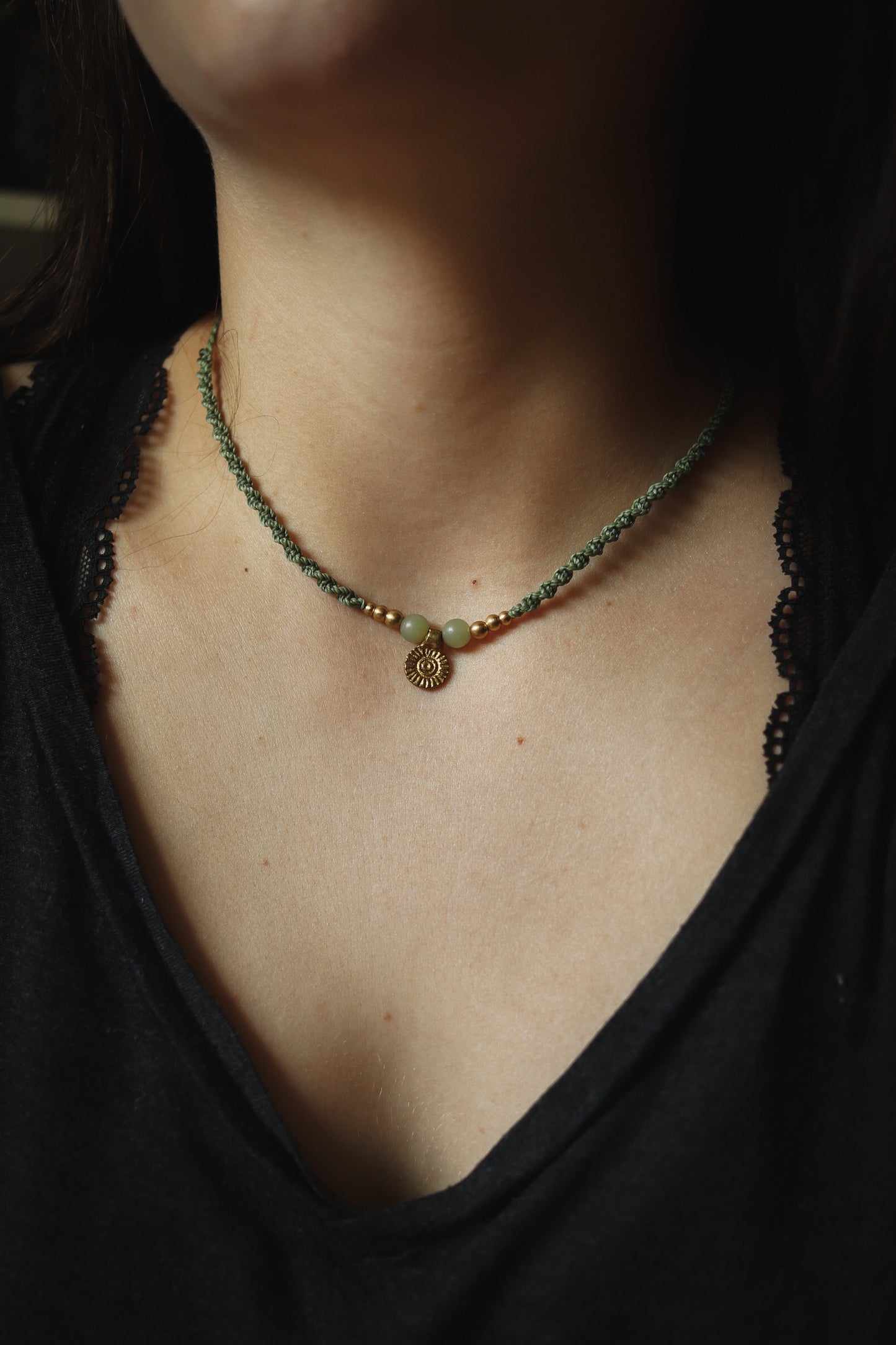 grüner Jade & Messing Choker