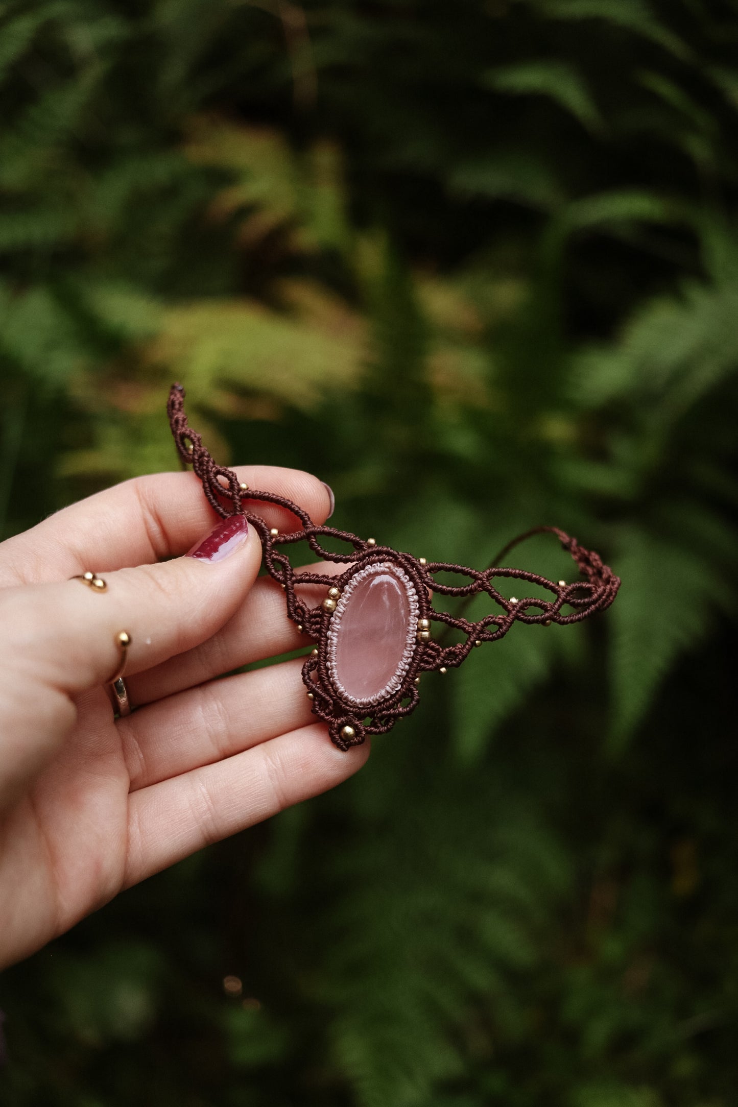 Rosenquarz Choker Halskette