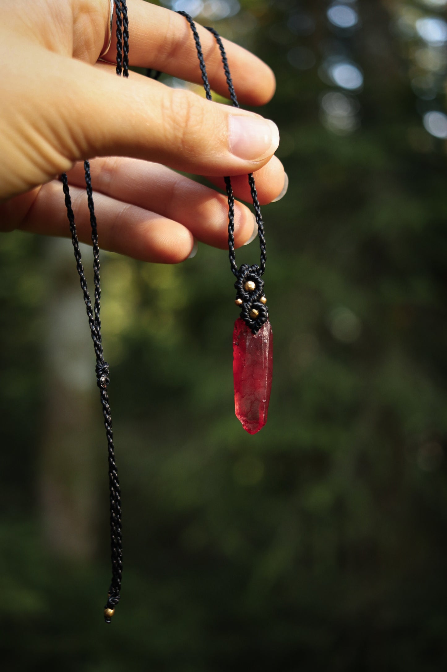 Roter Aura Quartz Halskette