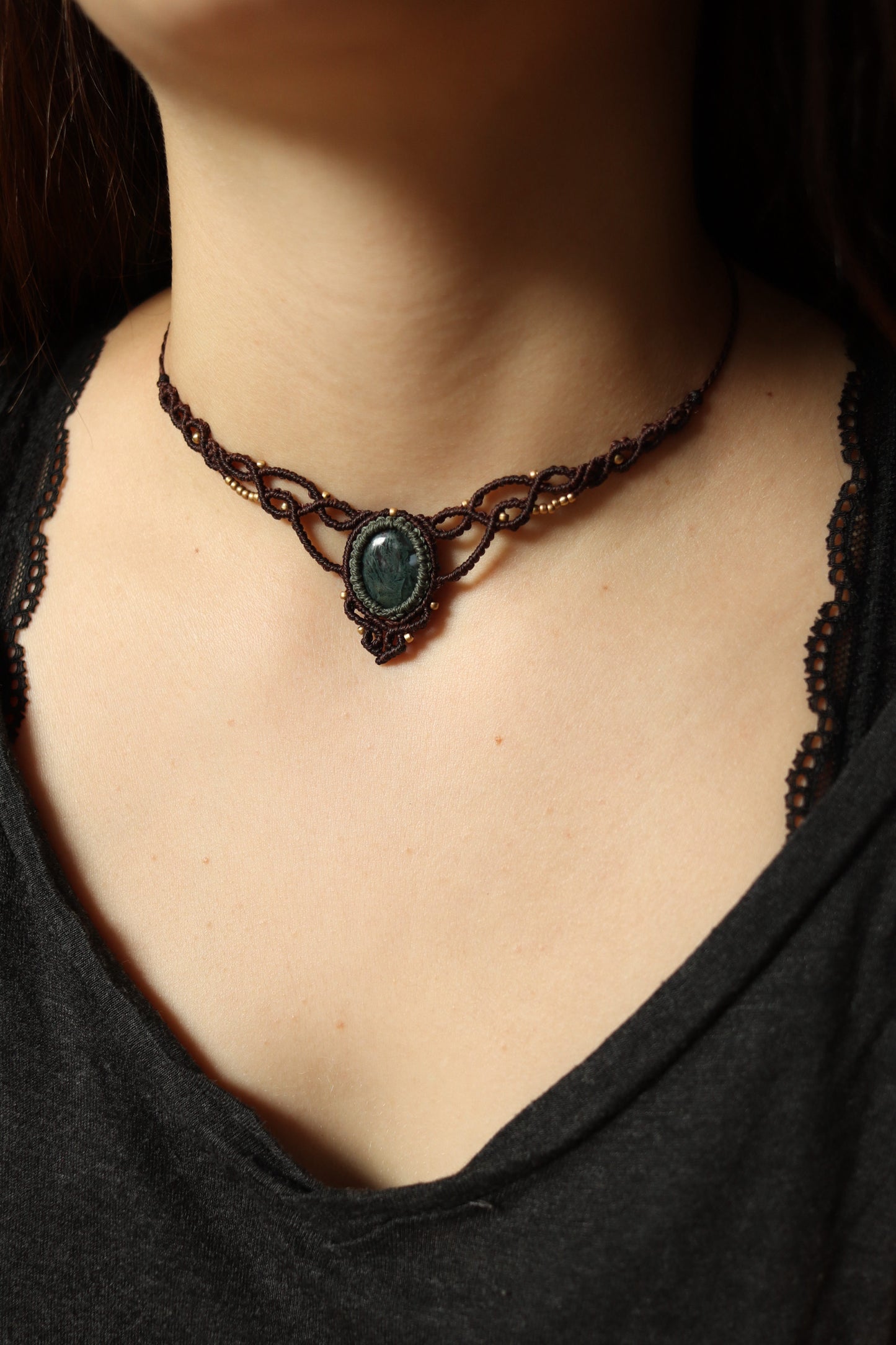 Moosachat Choker Halskette