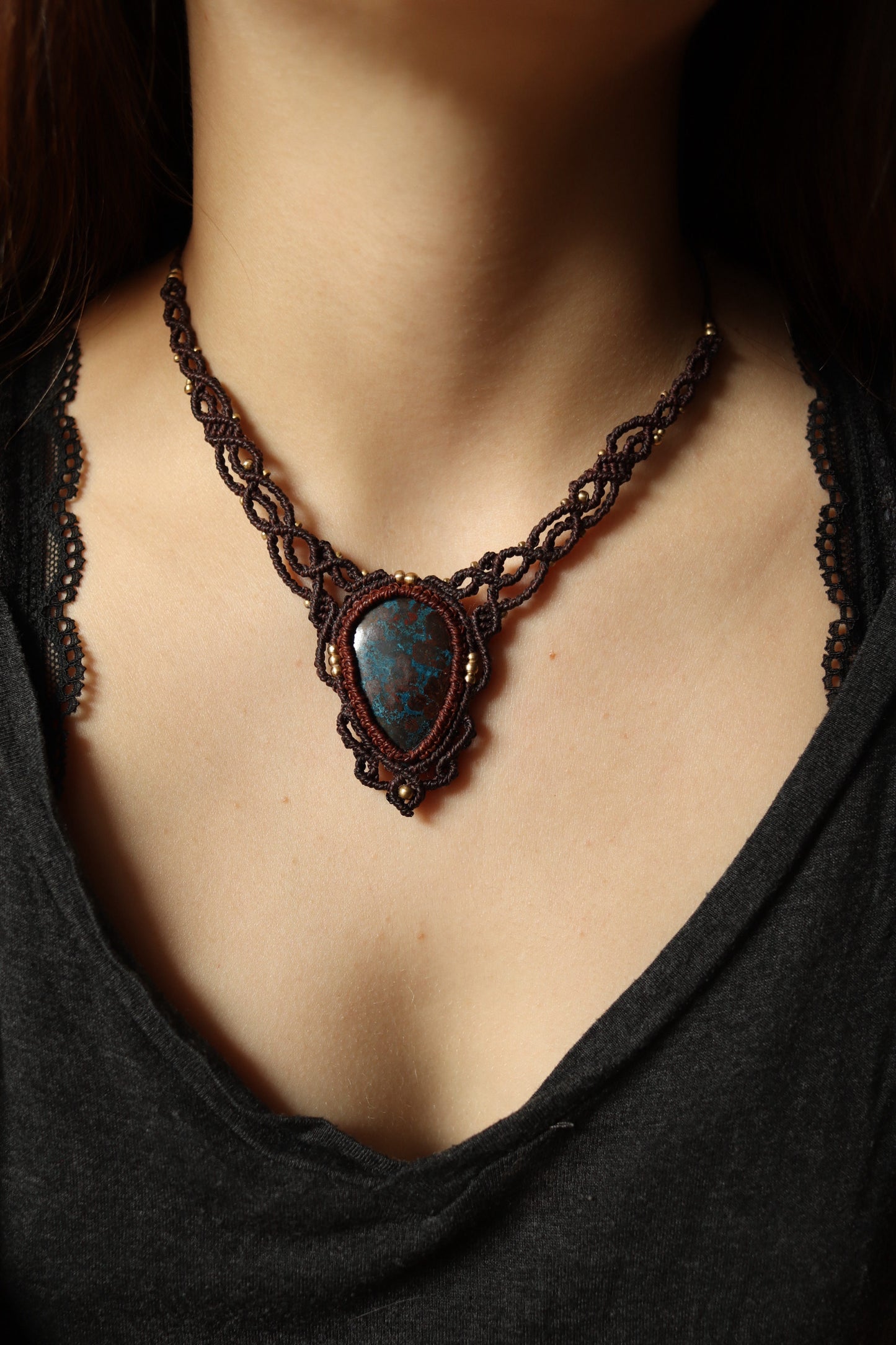 Azurit Choker Halskette