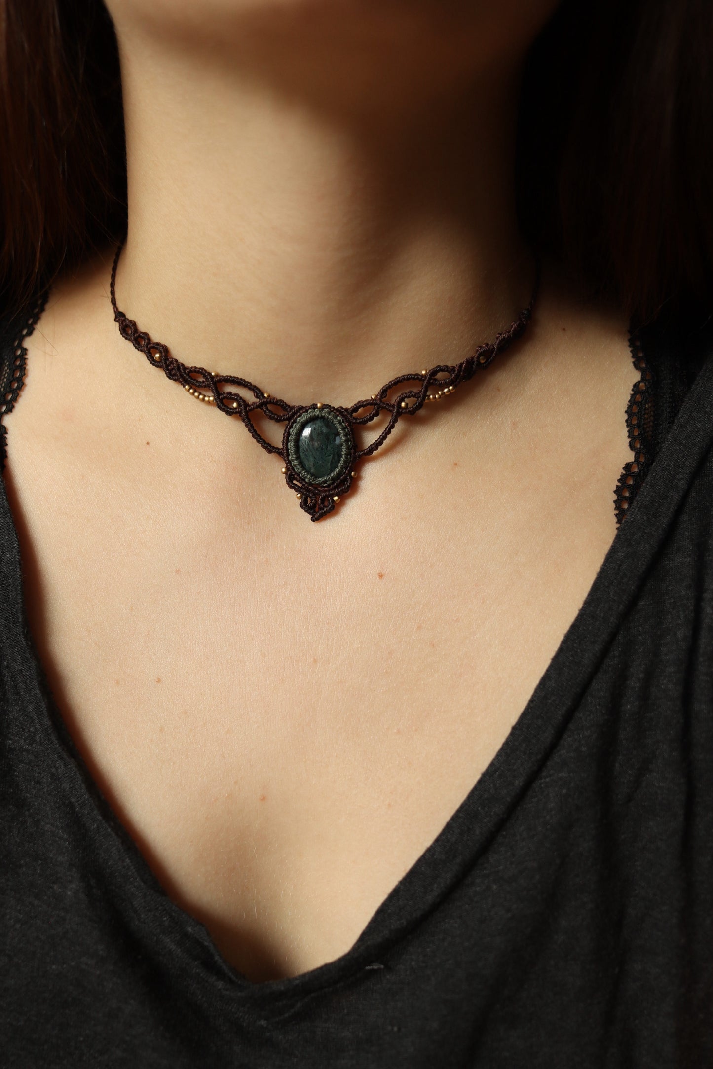 Moosachat Choker Halskette