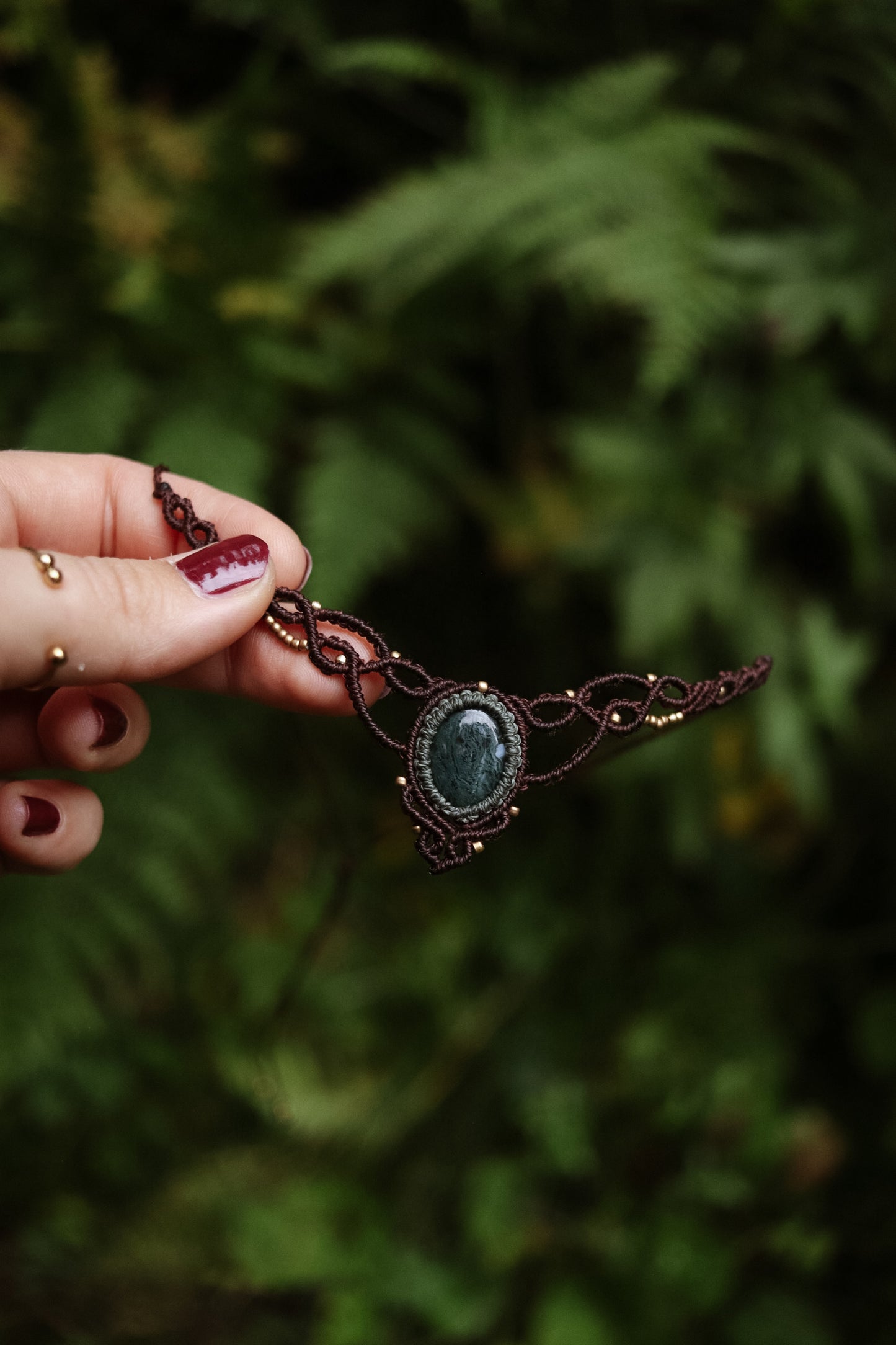 Moosachat Choker Halskette