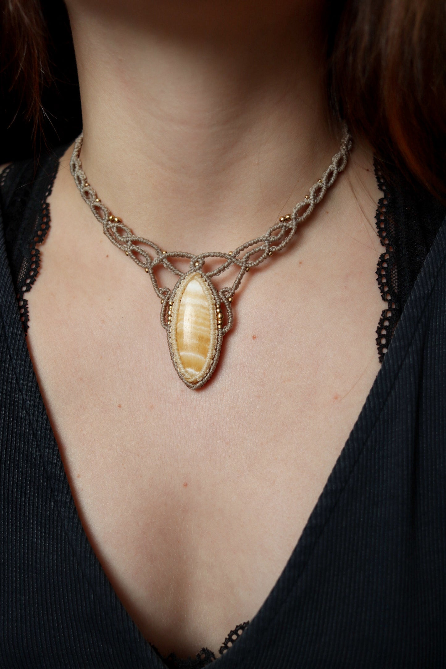 Orangencalcit Halskette