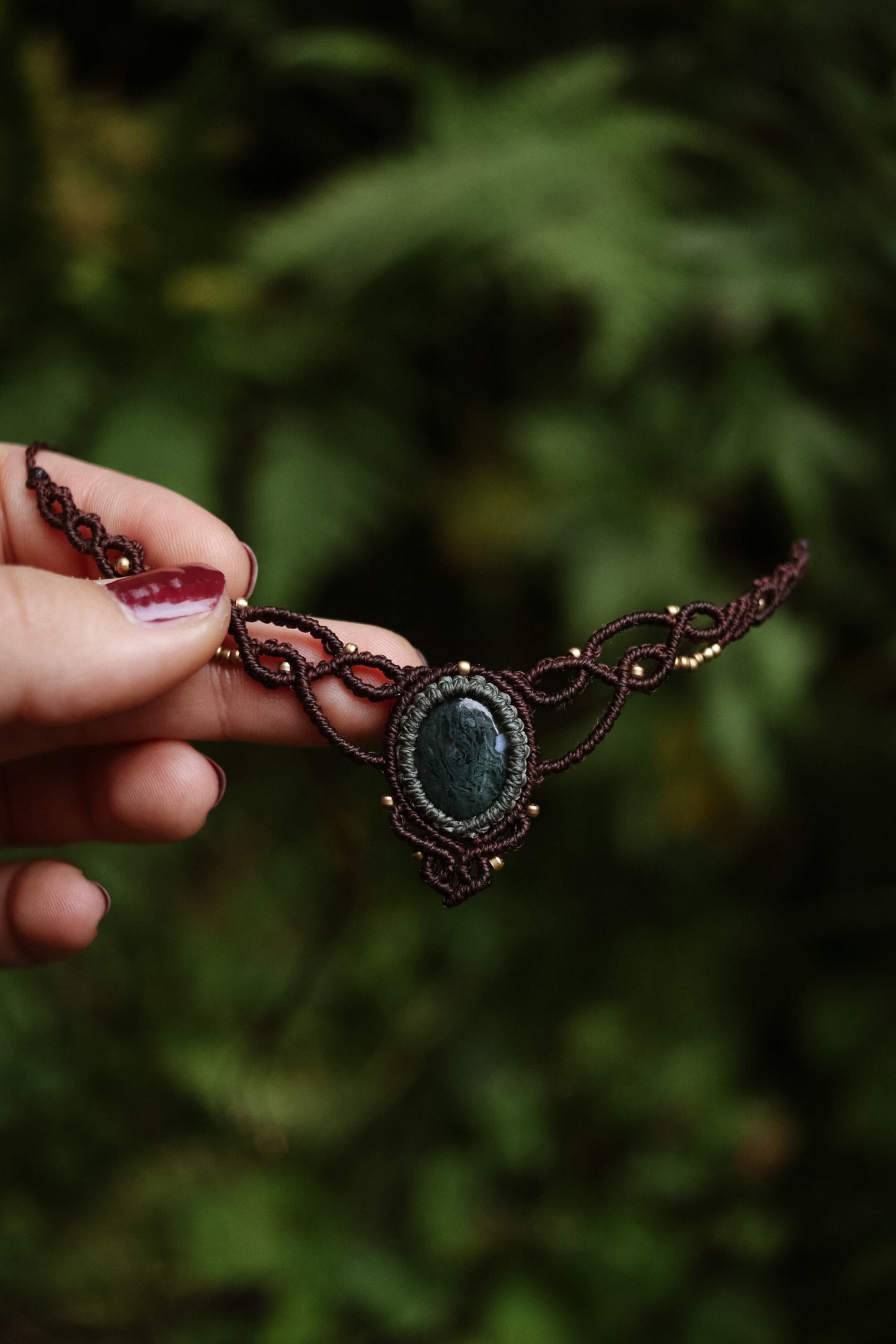 Moosachat Choker Halskette