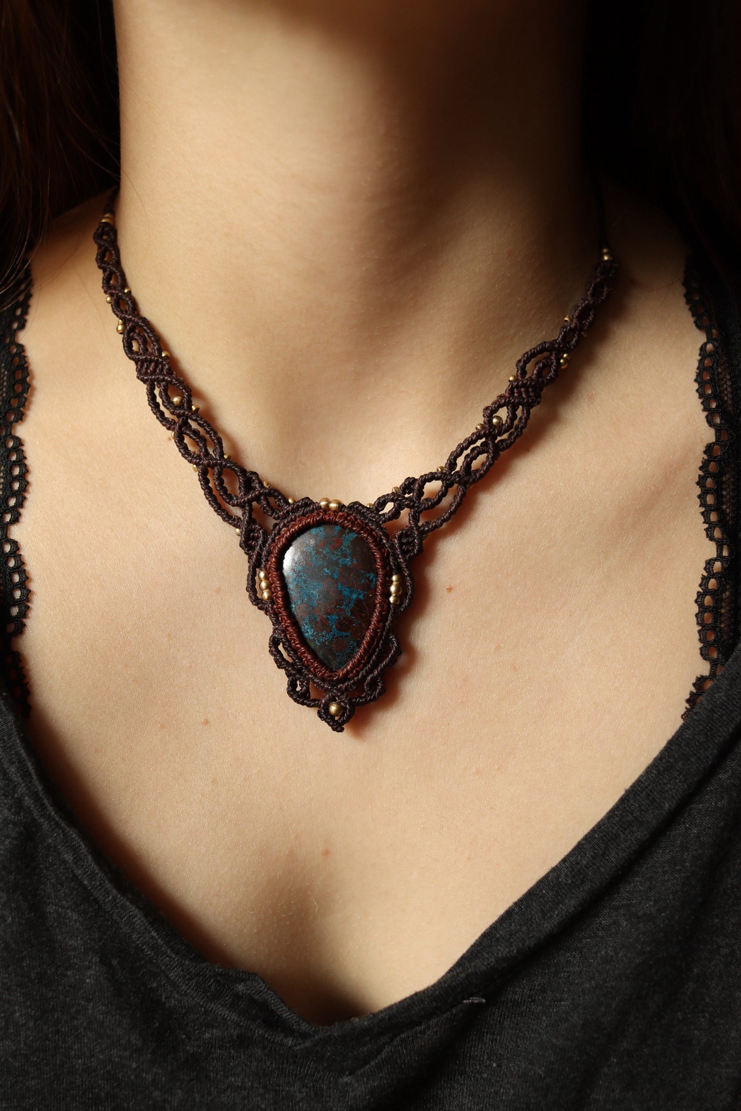 Azurit Choker Halskette