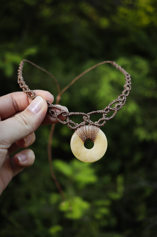 Orangencalcit Donut Choker Halskette