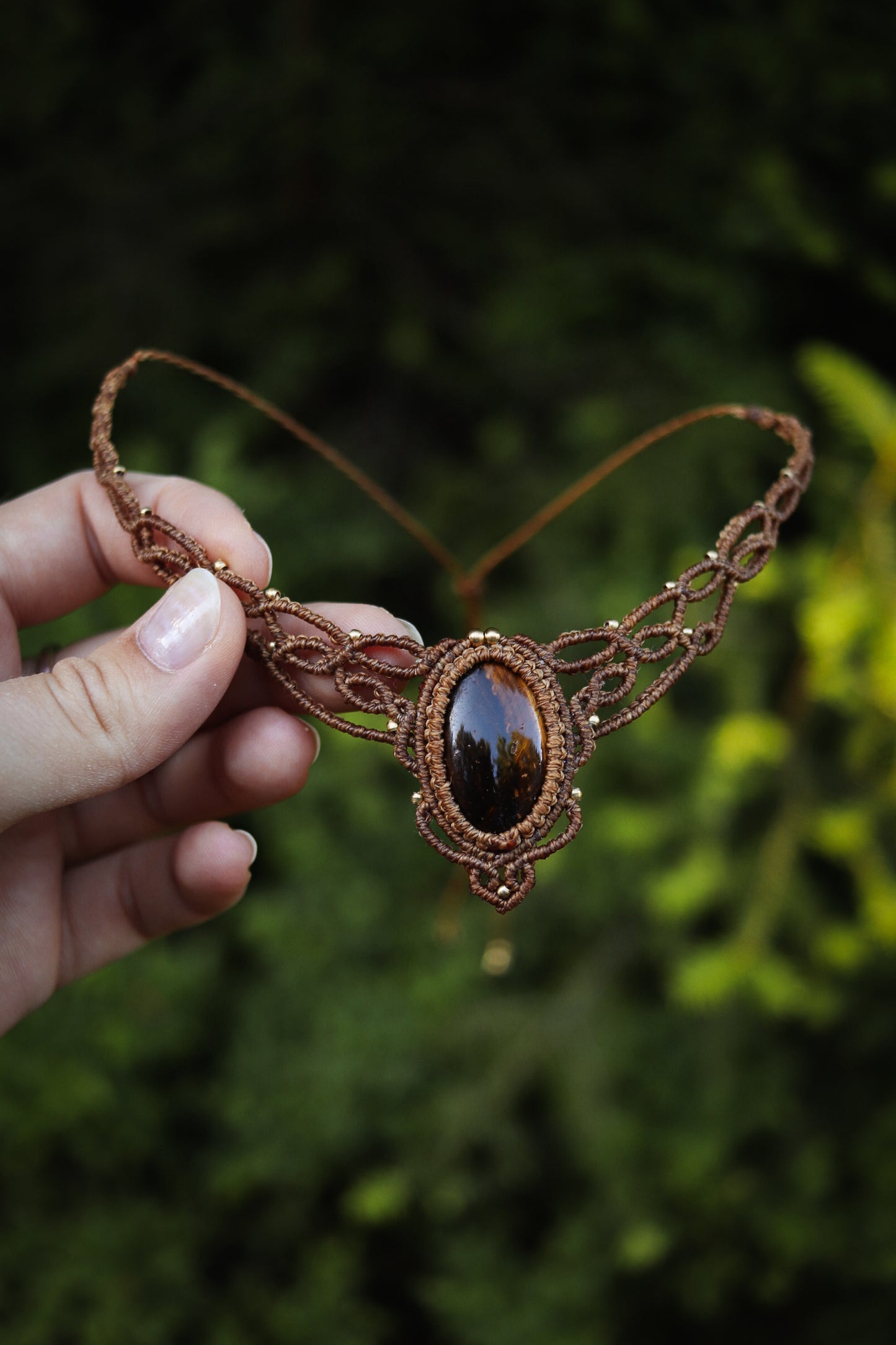elegante Tigerauge Choker Halskette