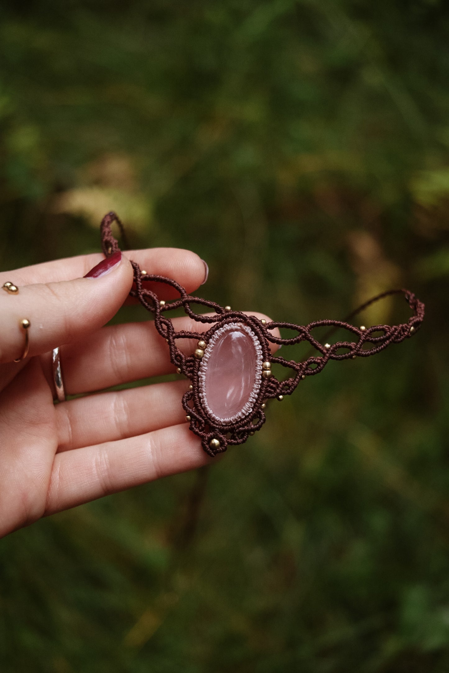 Rosenquarz Choker Halskette