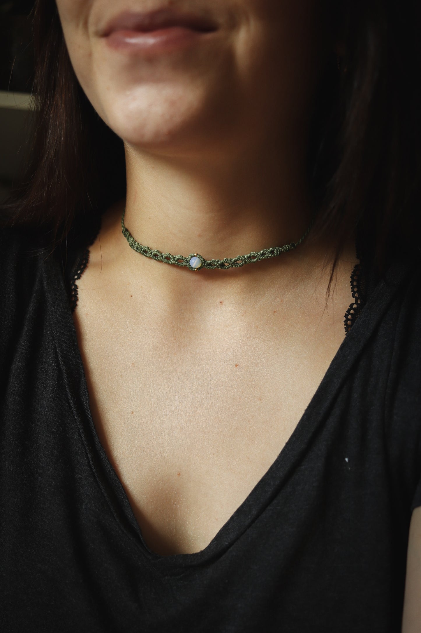 einfache Opalit Choker Halskette