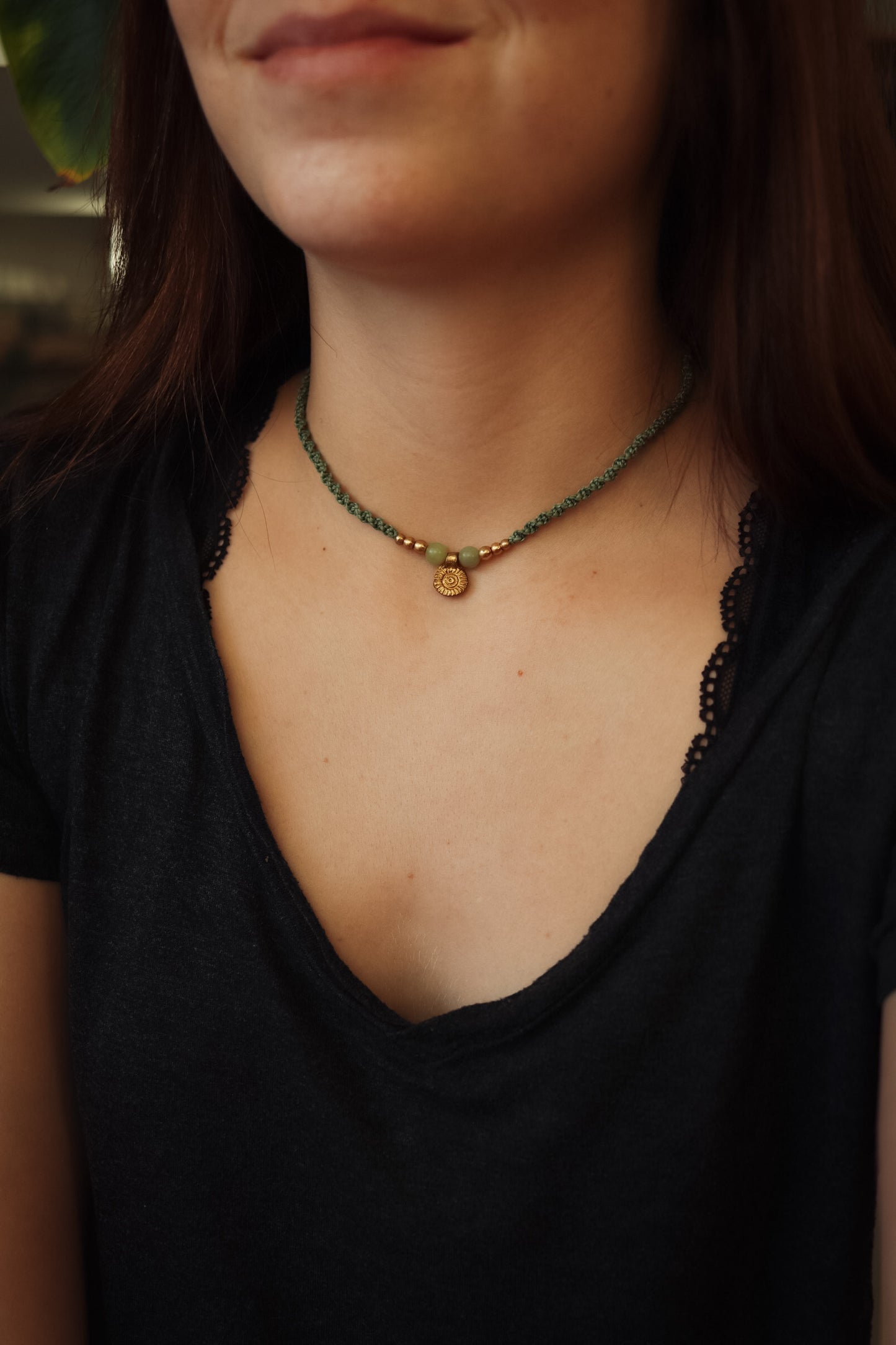 grüner Jade & Messing Choker
