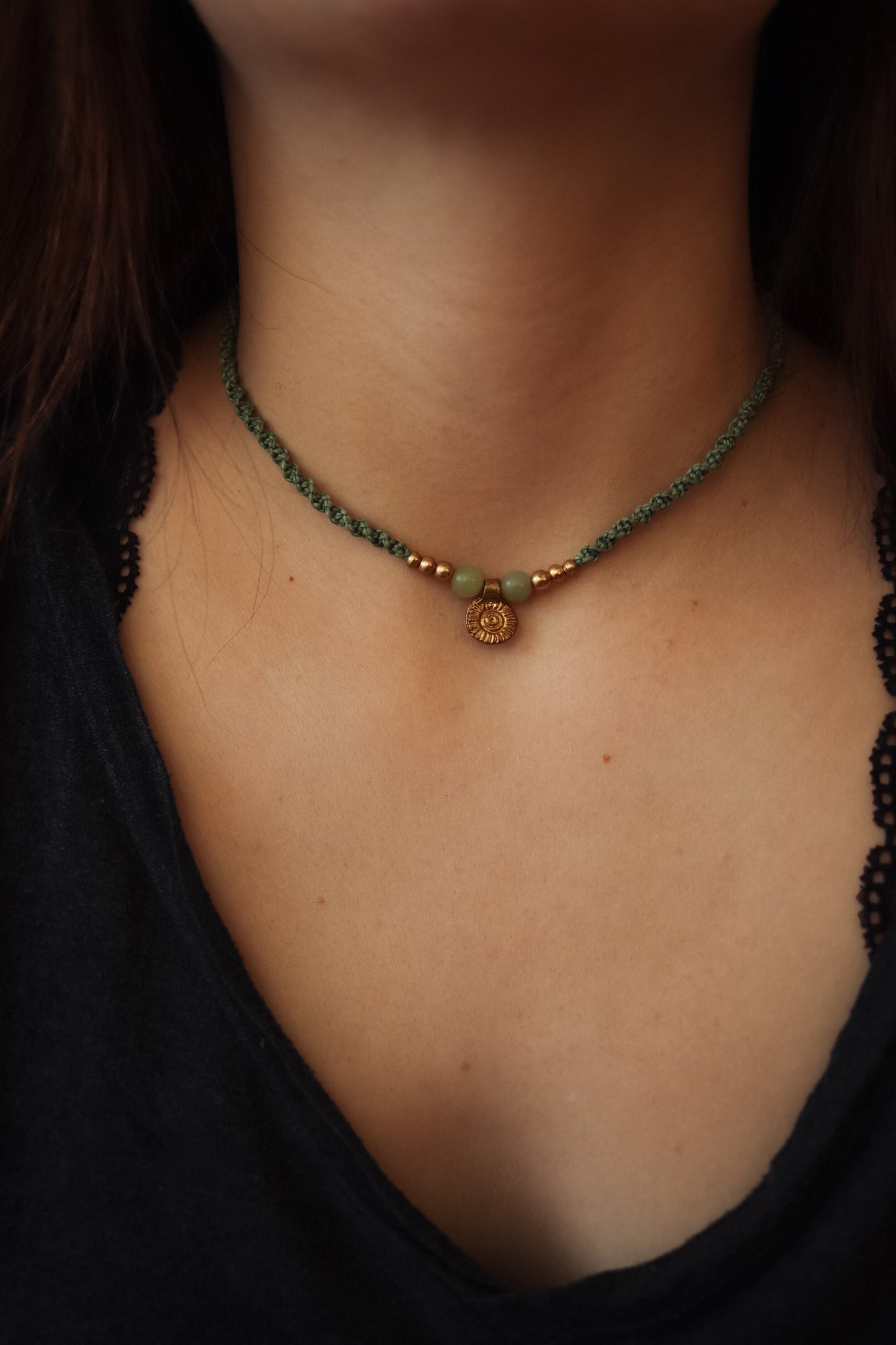 grüner Jade & Messing Choker