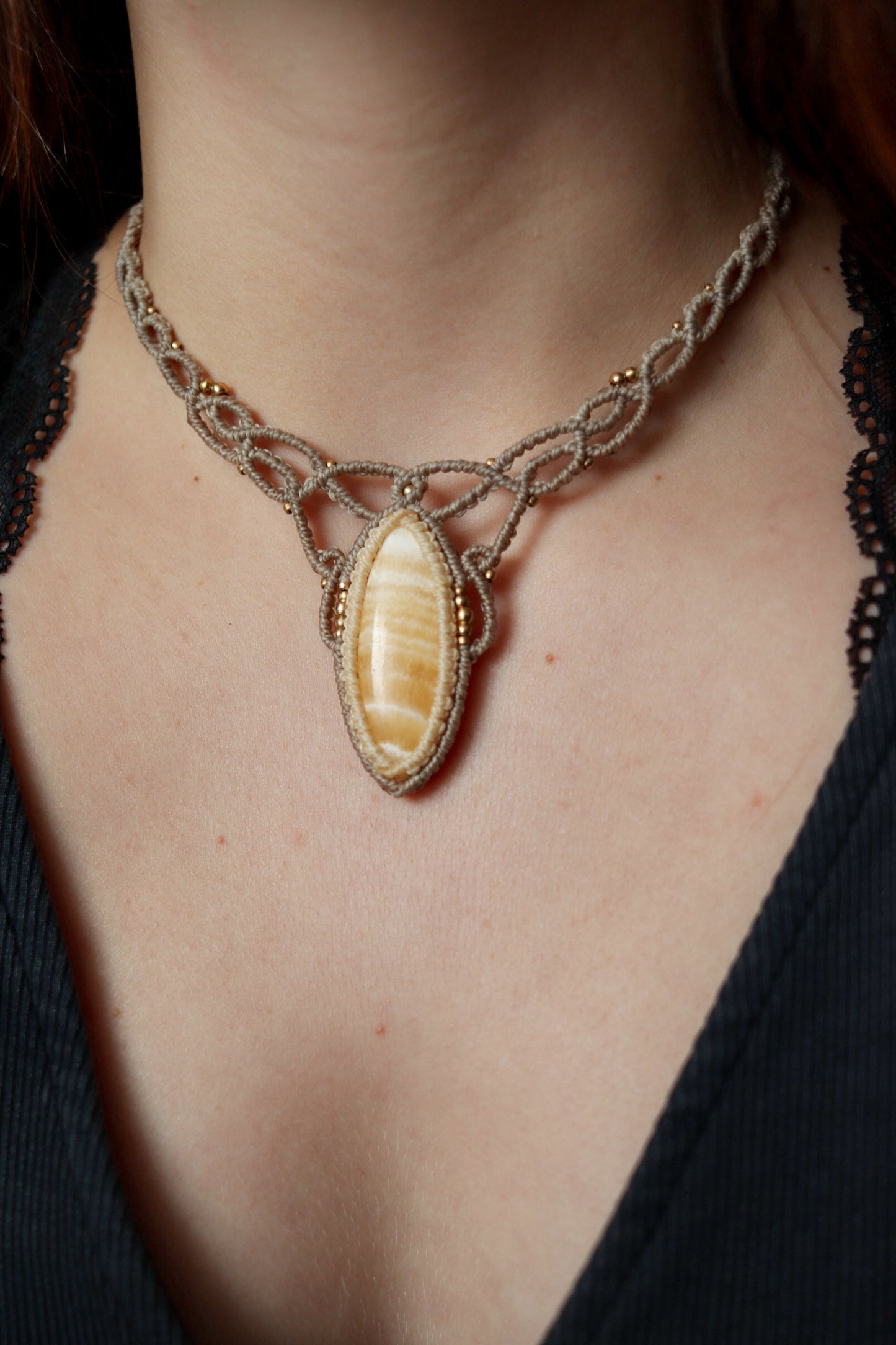 Orangencalcit Halskette