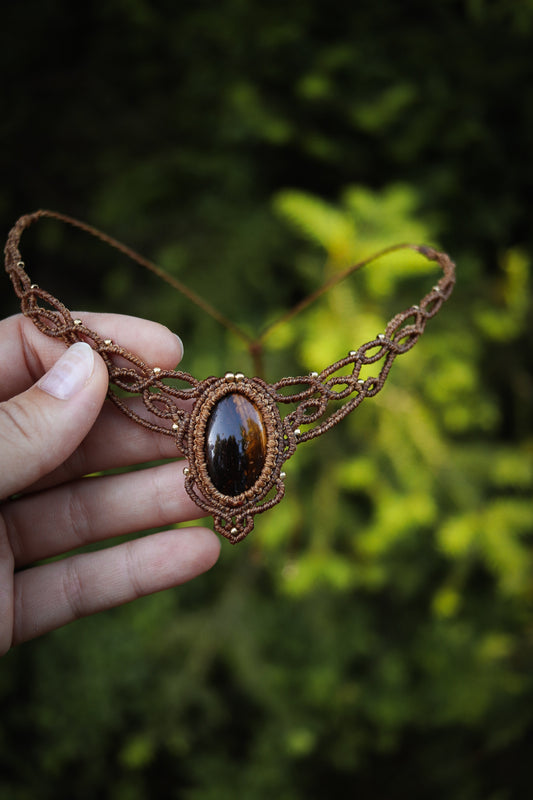 elegante Tigerauge Choker Halskette