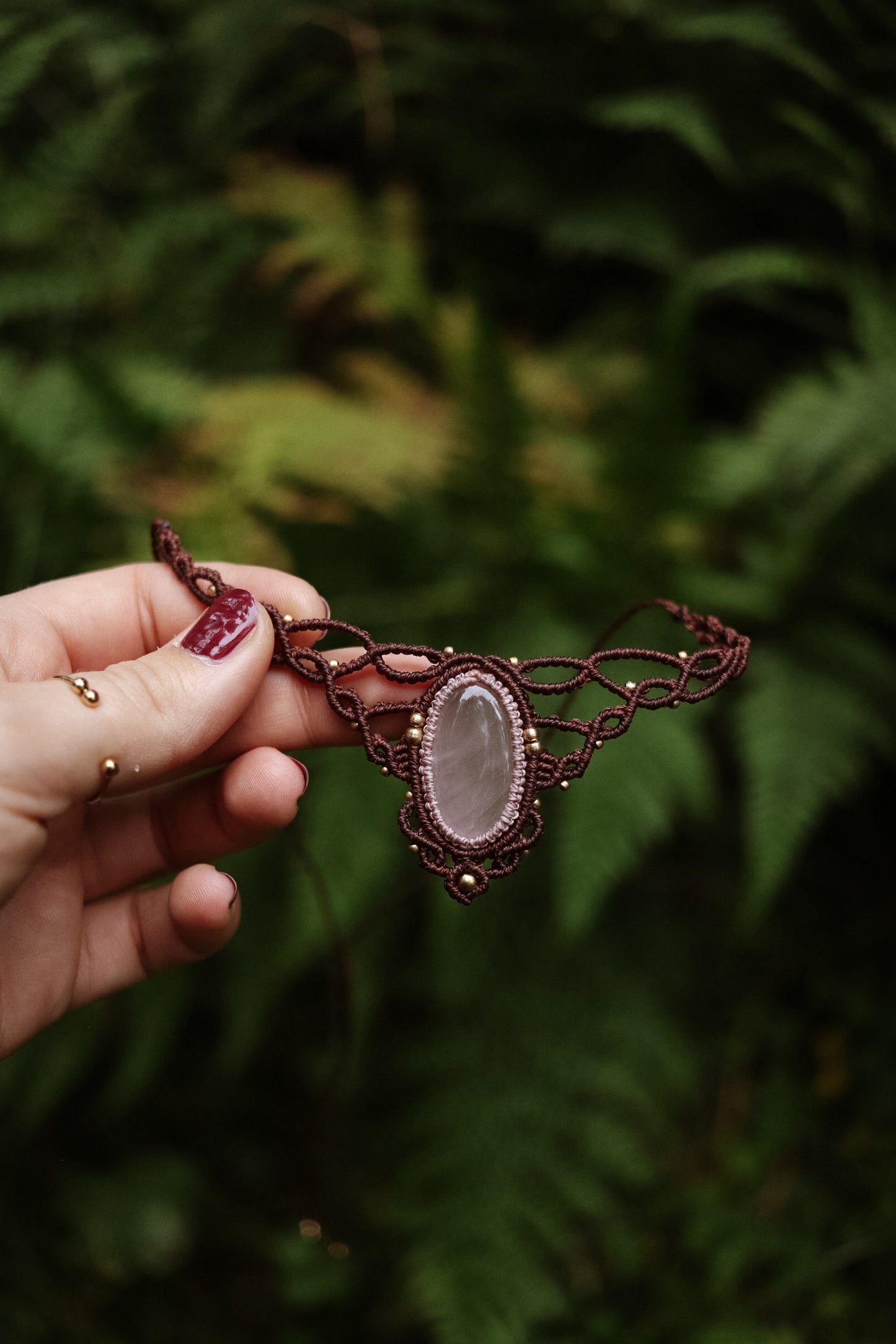 Rosenquarz Choker Halskette