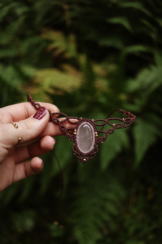 Rosenquarz Choker Halskette