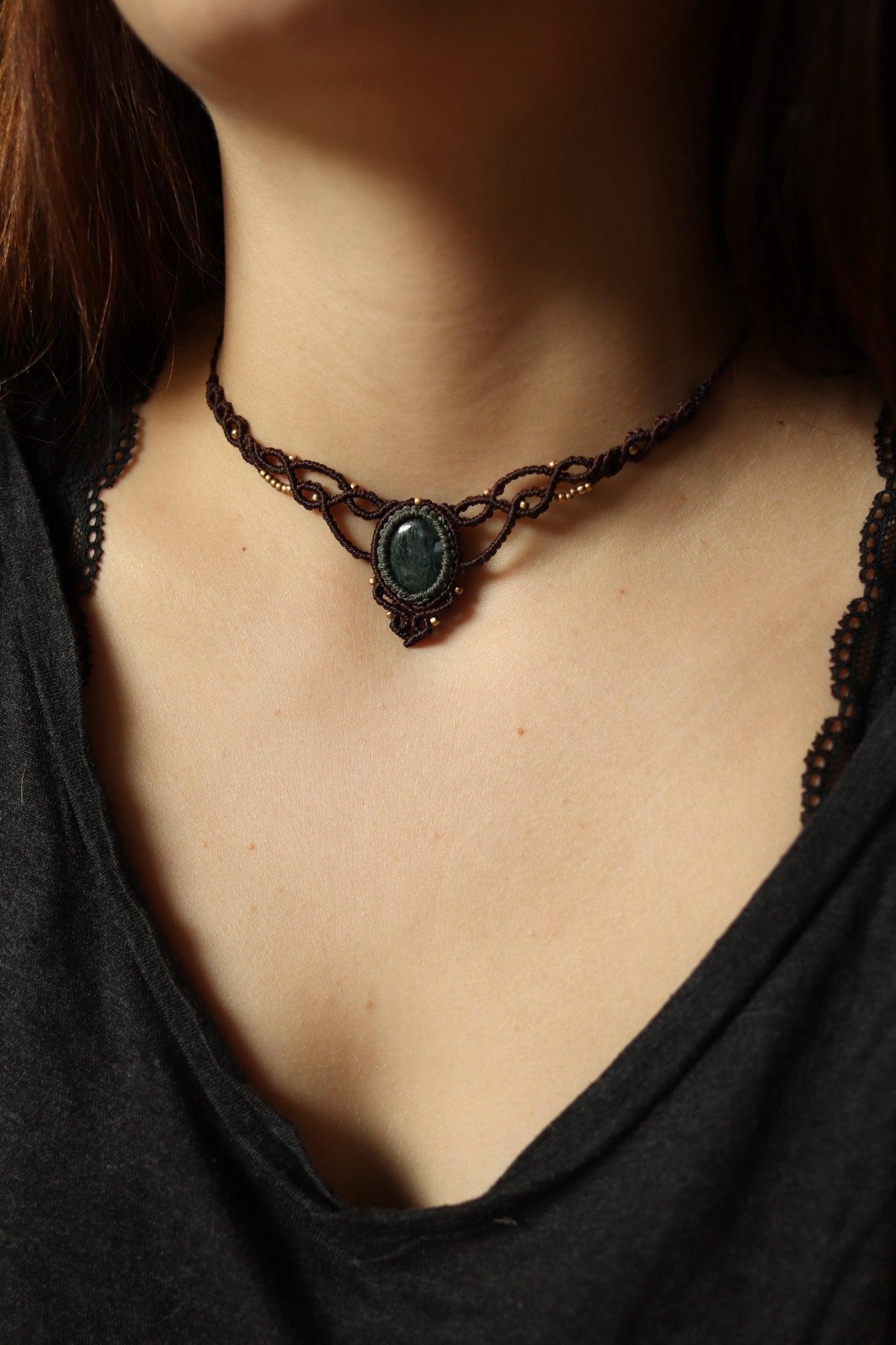 Moosachat Choker Halskette