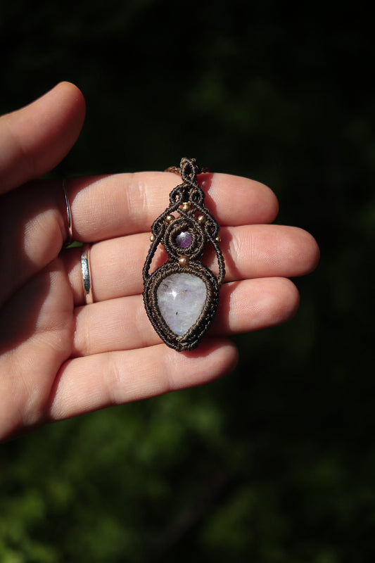 Amethyst & Regenbogen Mondstein Halskette