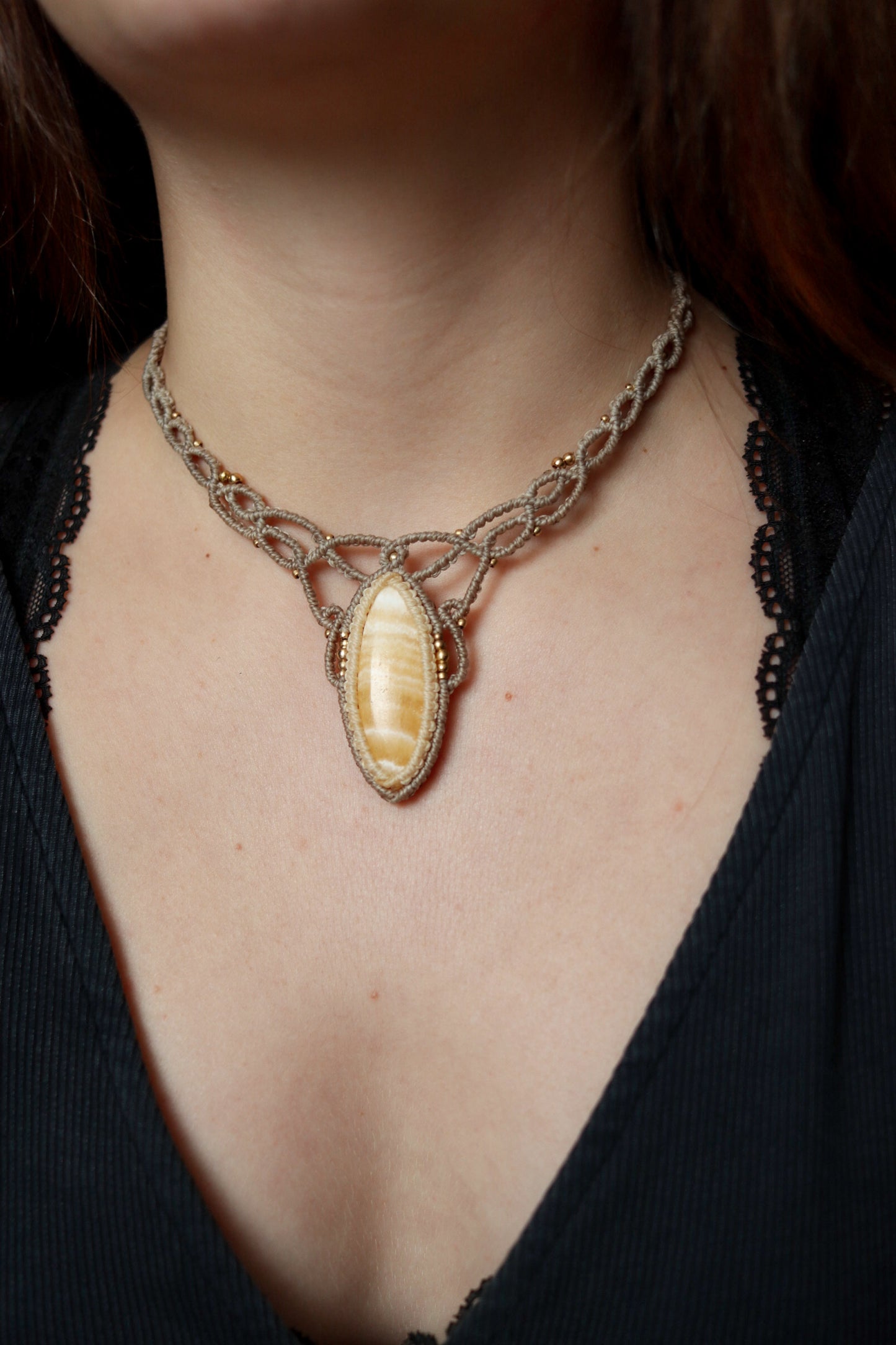 Orangencalcit Halskette