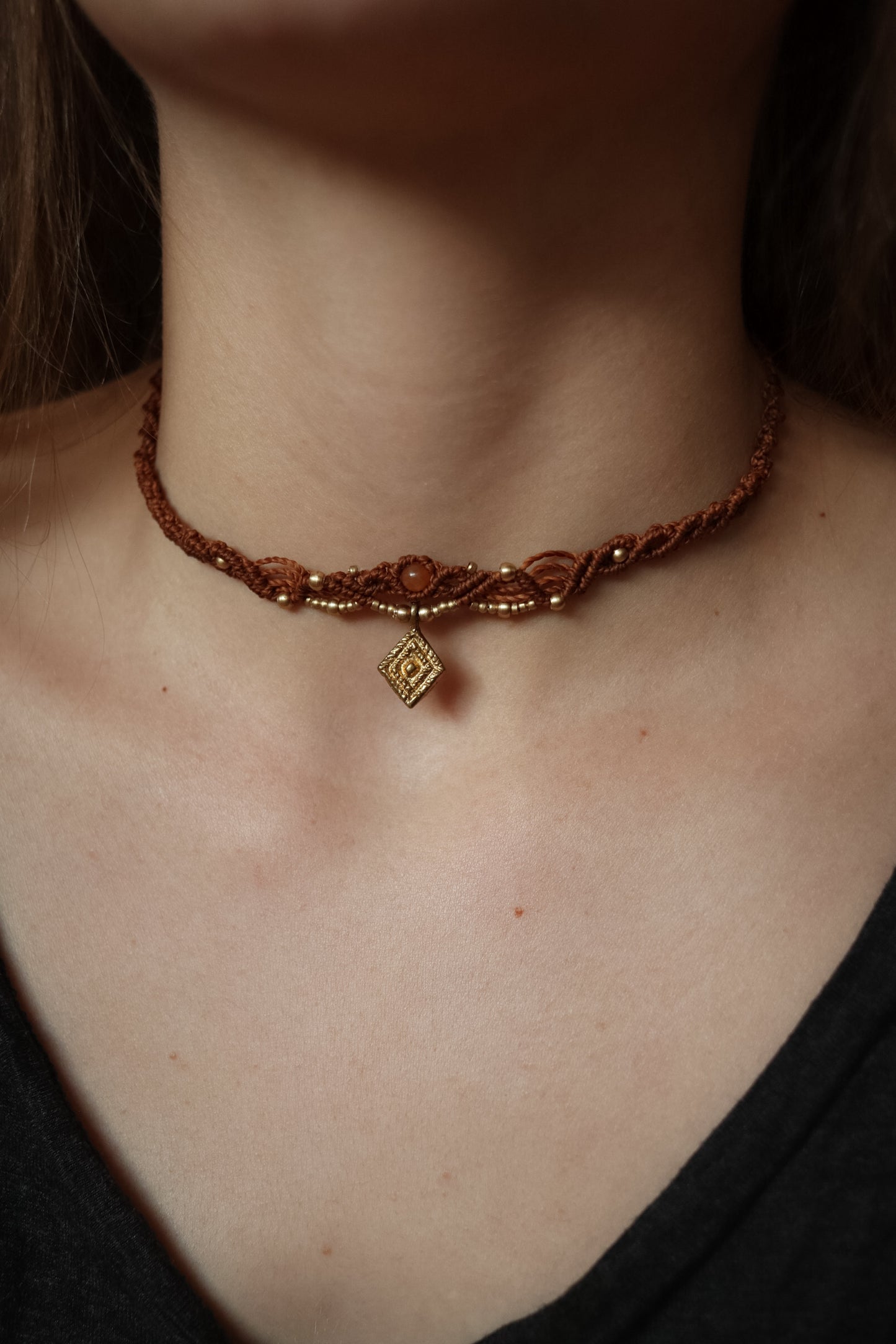 Choker Halskette mit Orangem Aventurin