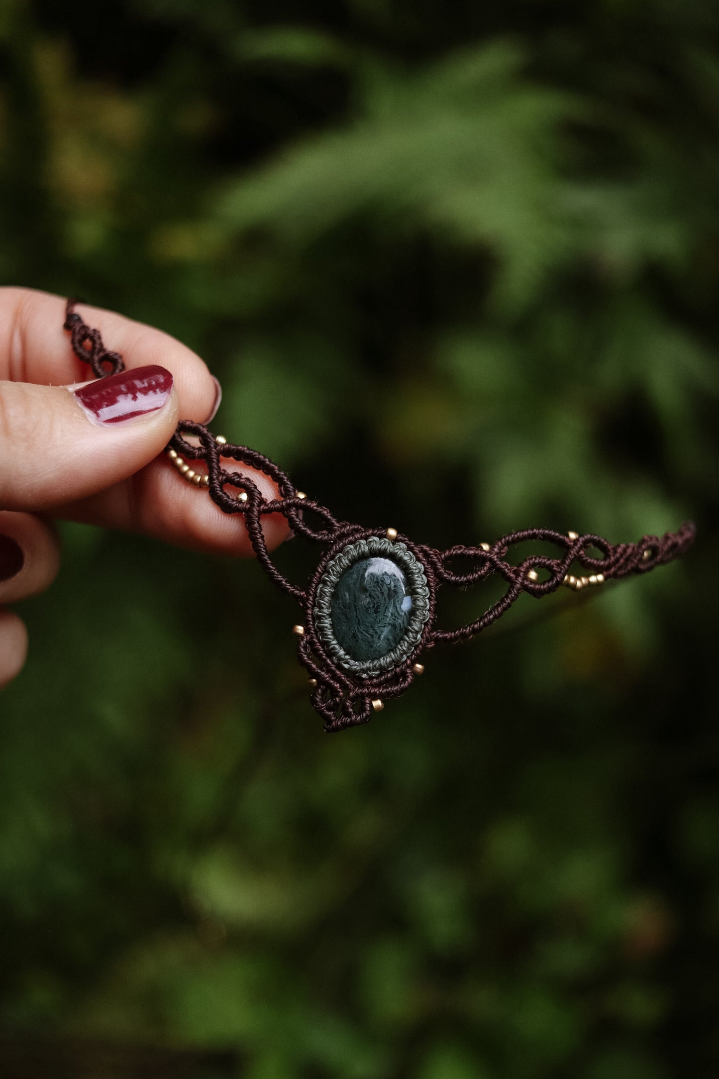 Moosachat Choker Halskette