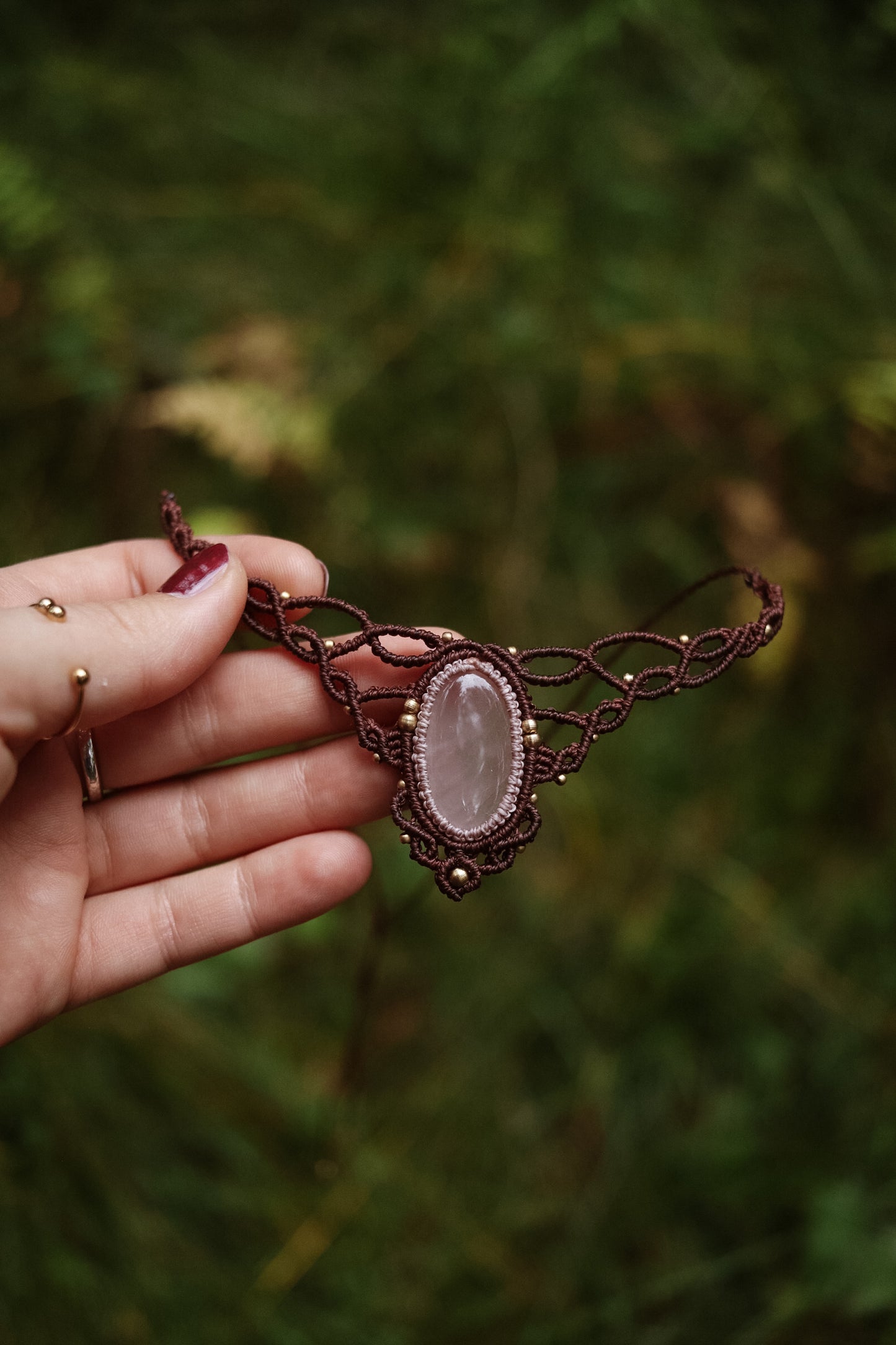 Rosenquarz Choker Halskette