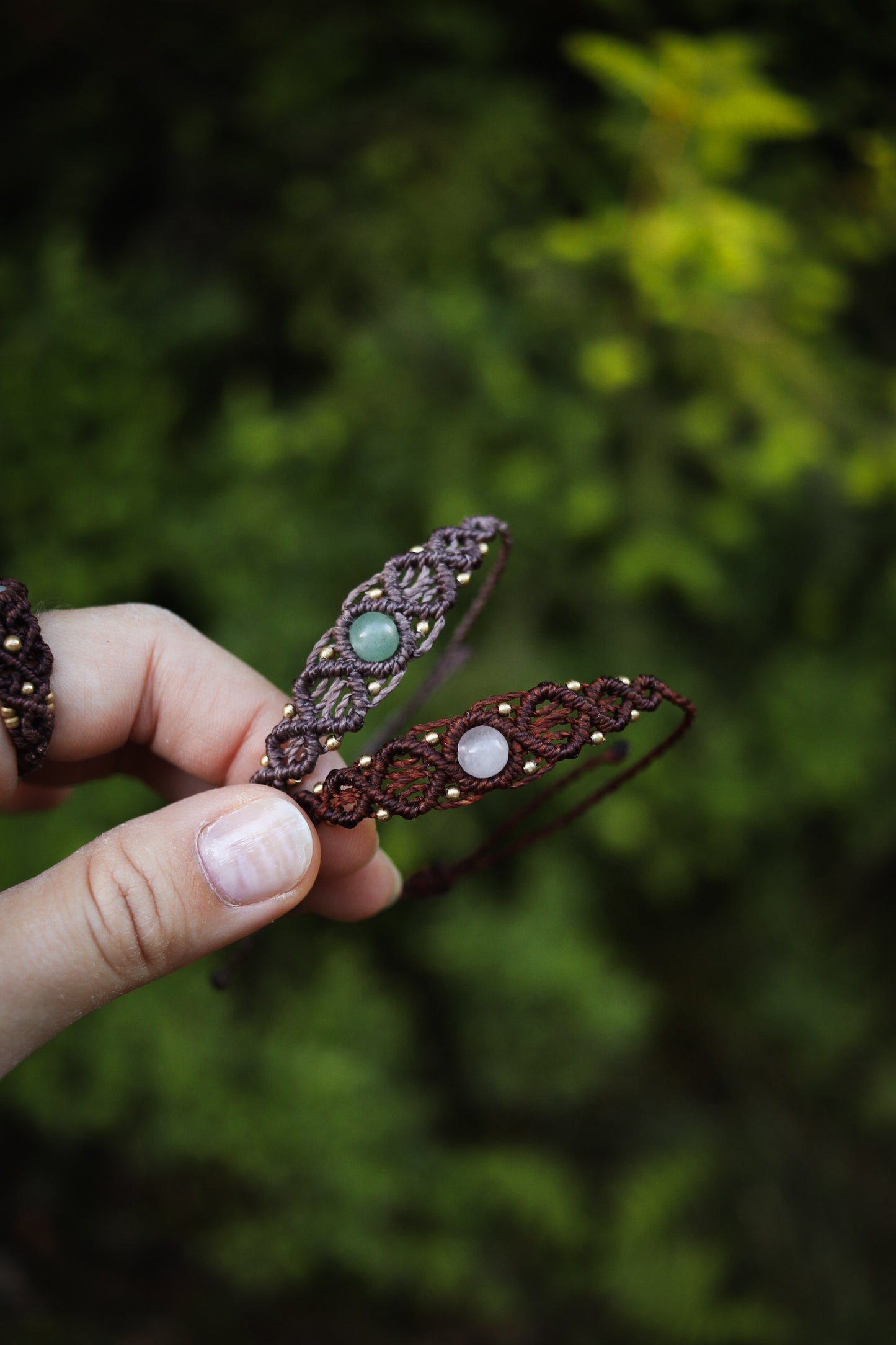 Delicate Gemstone Brass Bracelets