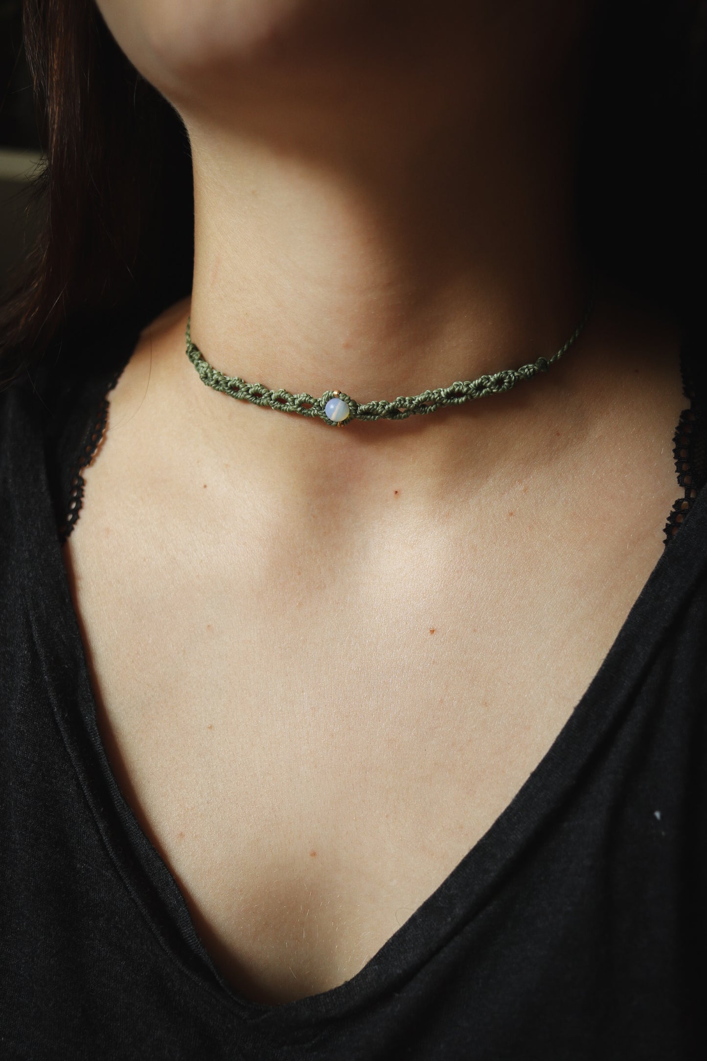 einfache Opalit Choker Halskette
